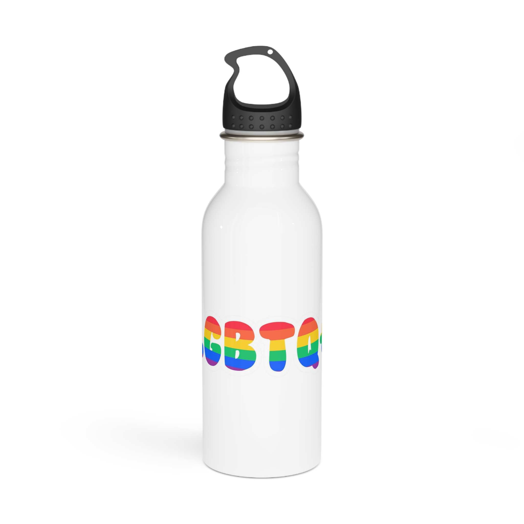 Pride Rainbow Lettering Text Writing Pattern Freedom Love Heart Homo Colors Flag Parade Lgbtq Flag W Stainless Steel Water Bottle