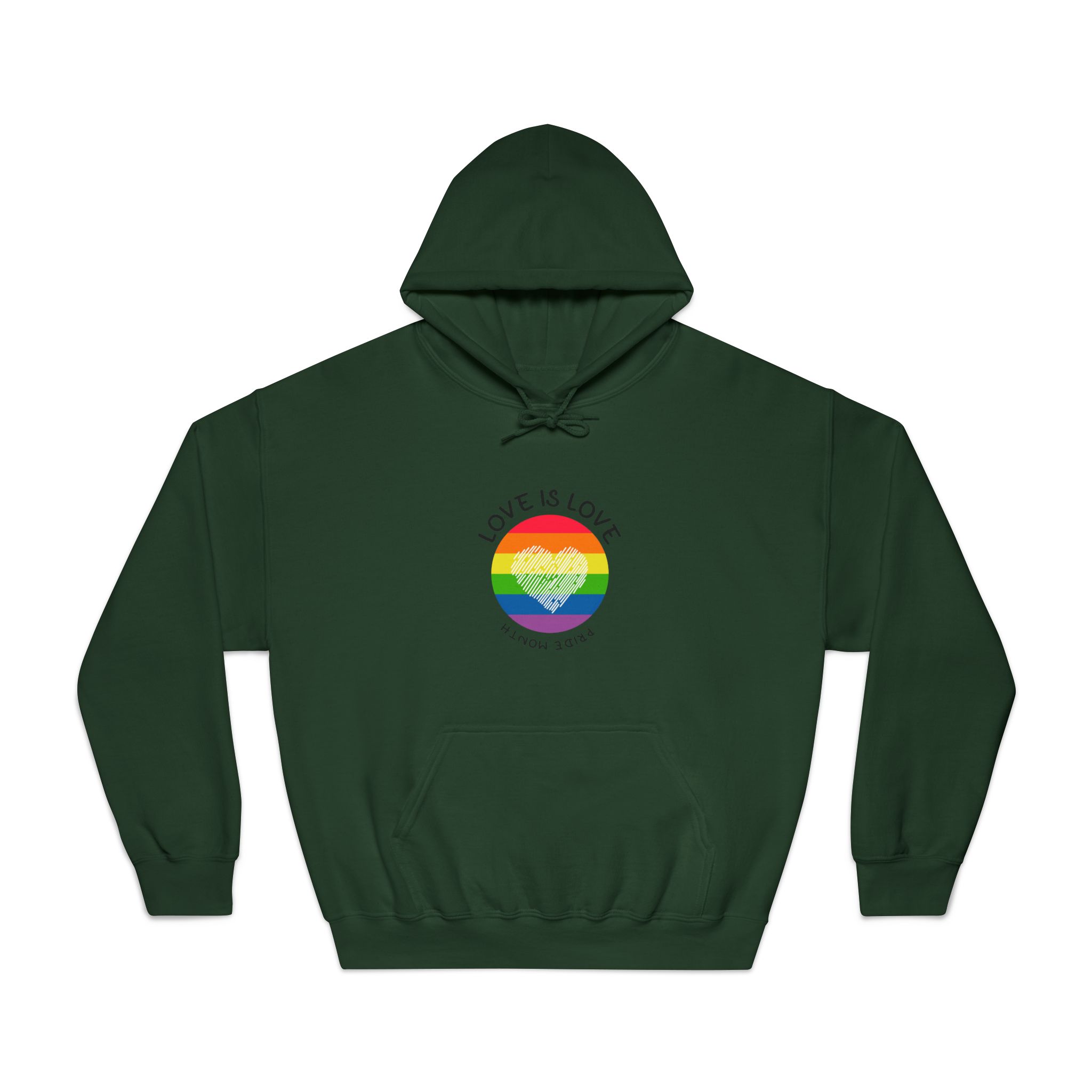 Lgbt Pride Month Love Is Love Lgbtq Symbol With Lgbt Pride Round Rainbow Flag With Heart Gay Pride Unisex Dryblend Hooded Sweatshirt - Image 21