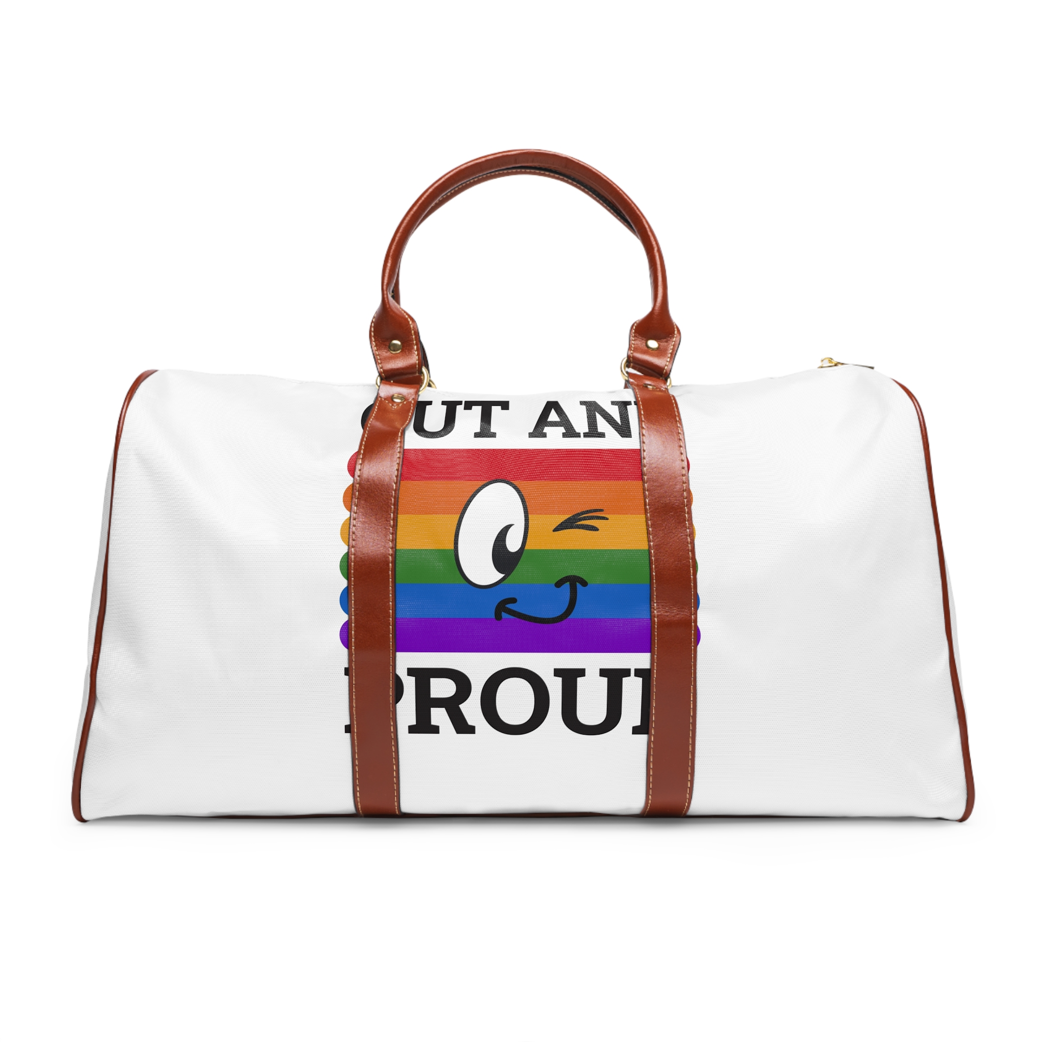 Out Proud Lgbtq Pride Month Quote Book Lover Rainbow Flag Hand Drawn Art White Background Waterproof Travel Bag