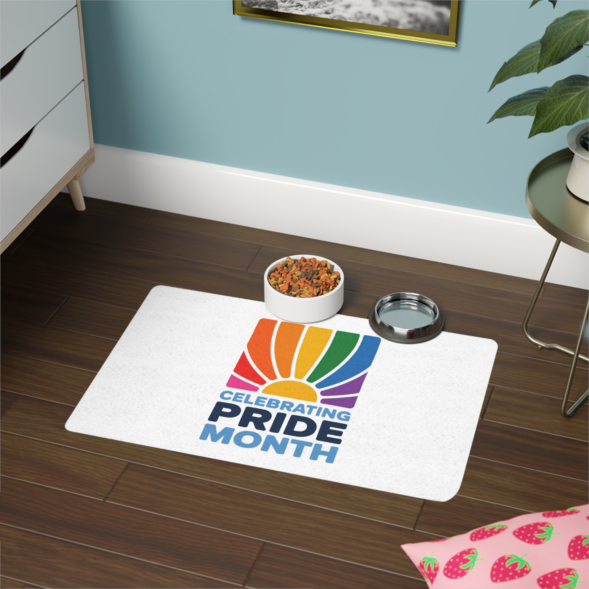 Celebrating Pride Month Colorful Graphic Design Pet Food Mat 12x18 - Image 4