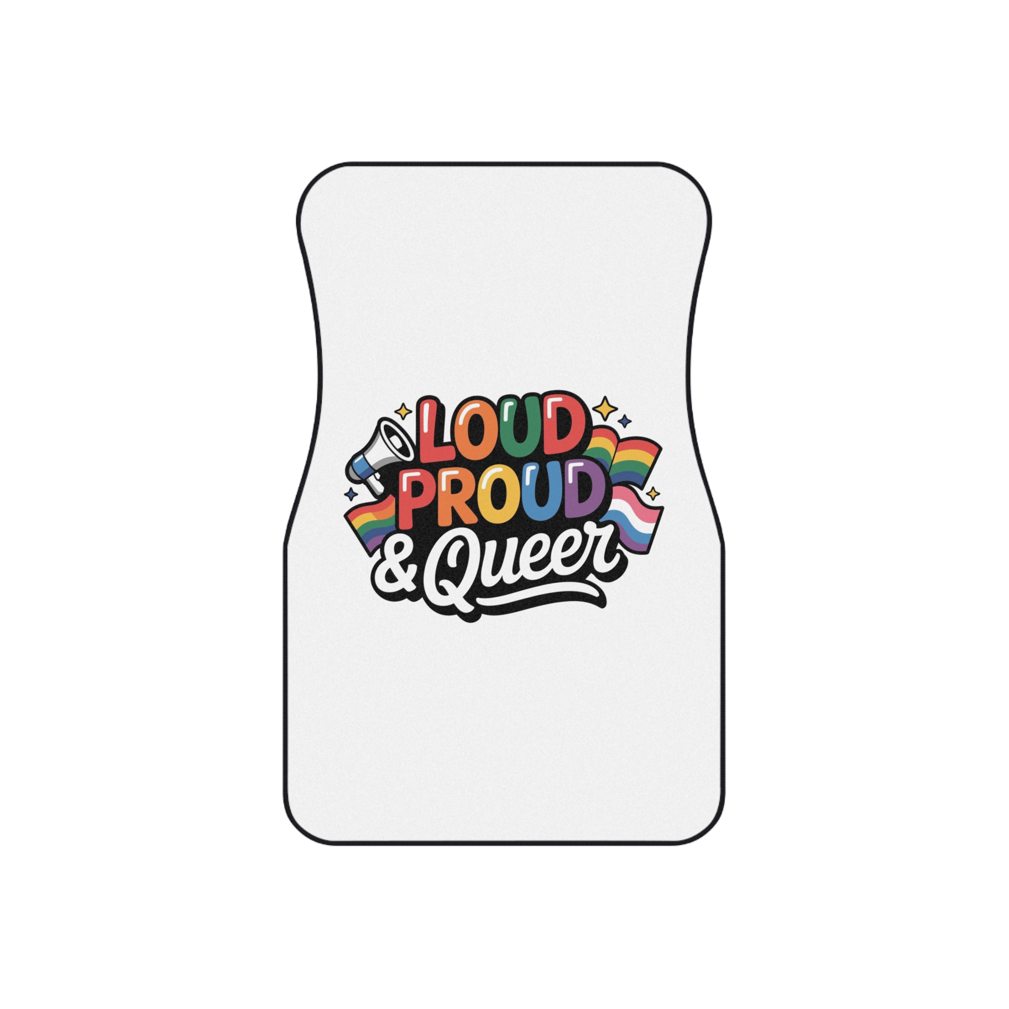 Loud Proud Queer T Shirt Design Isolated White Background 3 Car Mats Set Of 4 - Image 2
