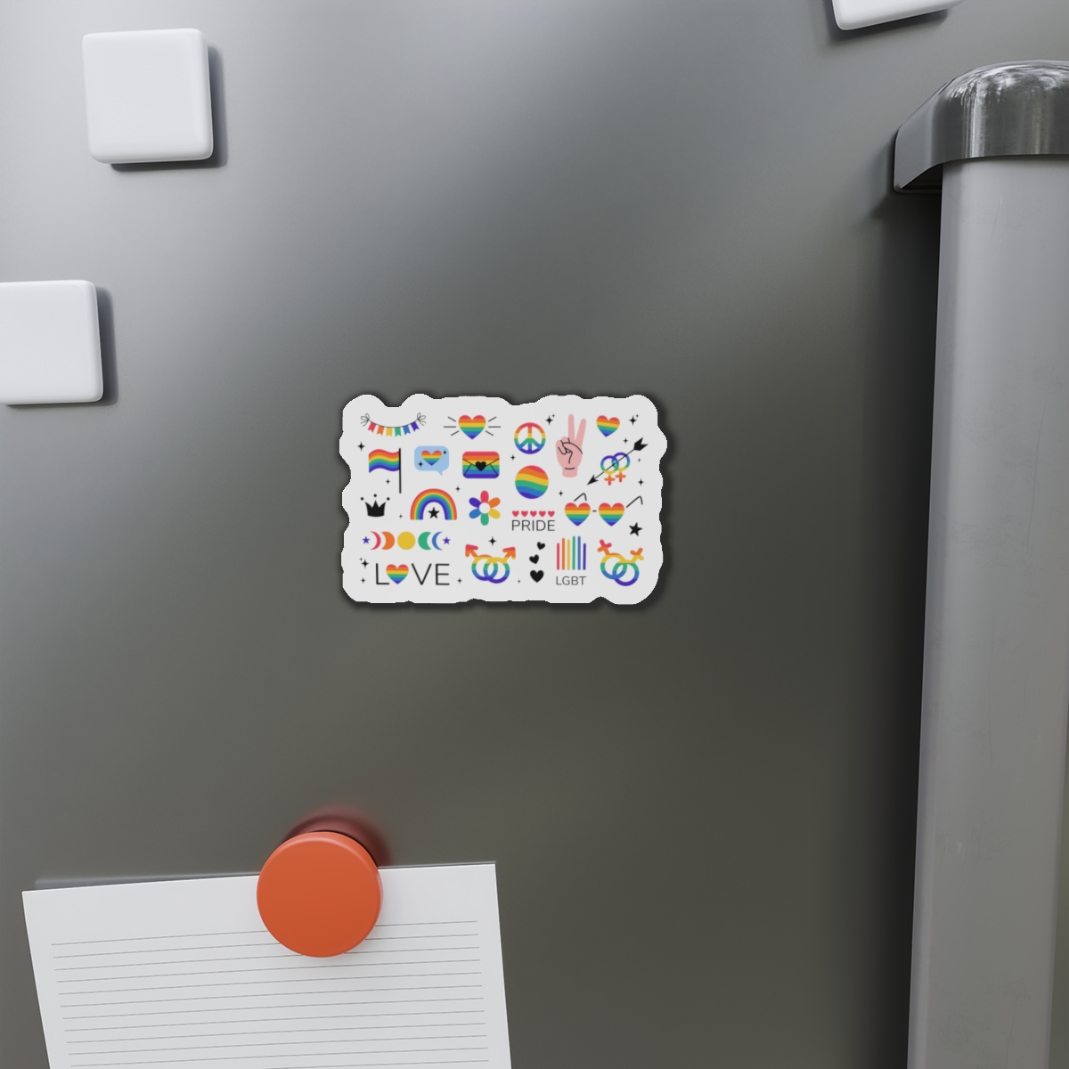 Lgbt Stickers Pack Doodle Style Lgbtq Set Lgbt Pride Community Symbols Rainbow Colored Element Die Cut Magnets - Image 8