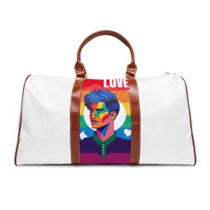 Poster Man With Rainbow Colored Face Rainbow Colored Background Waterproof Travel Bag