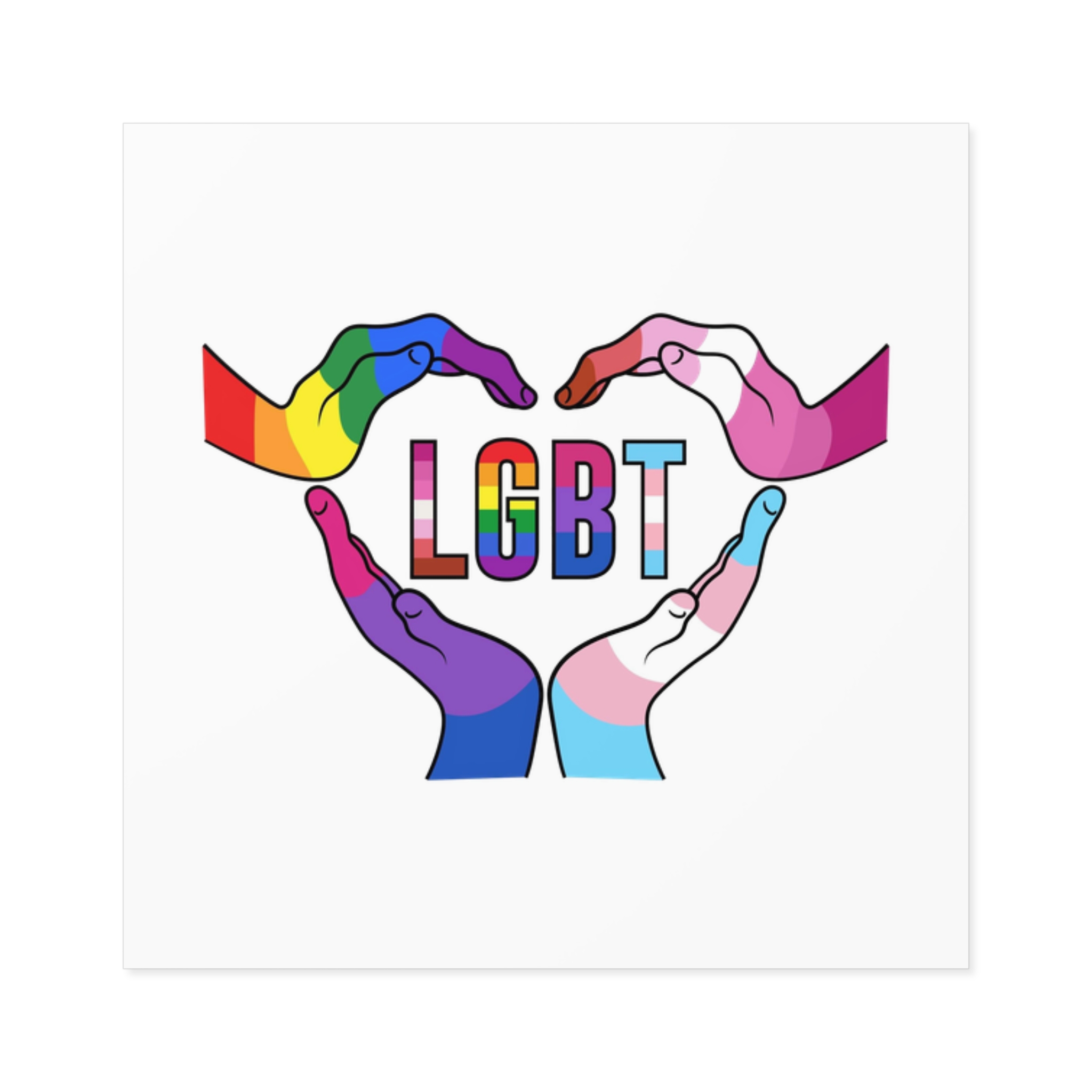 Lgbt Hands United Pride Month Rainbow Flag Vector Illustration Isolated White Background Laminate Stickers Square