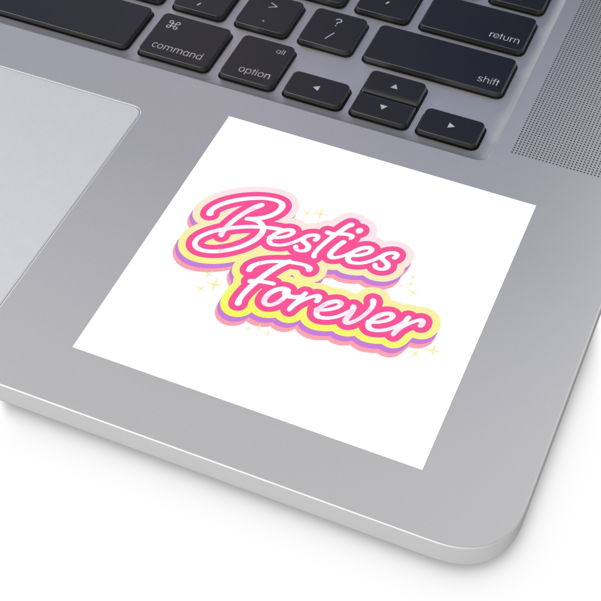 Pink Besties Forever Lettering Logo Laminate Stickers Square - Image 27