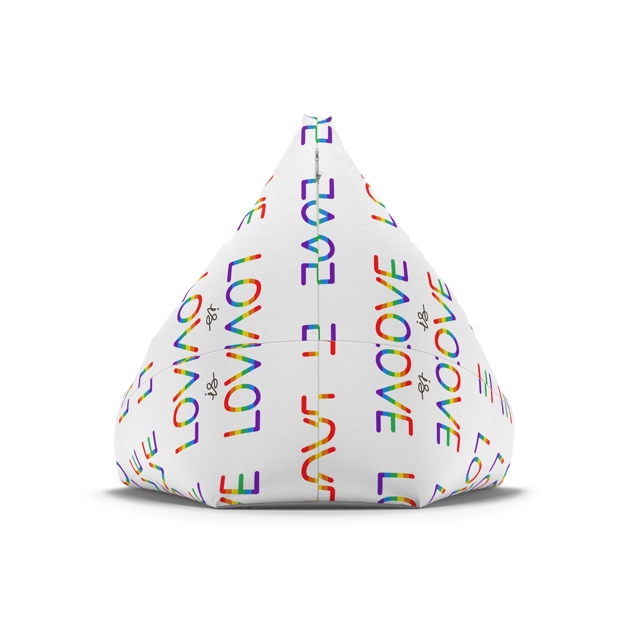 Vector Love Is Love Phrase Lgbt Text Lettering Rainbow Colors Bean Bag Chair Cover - Image 6