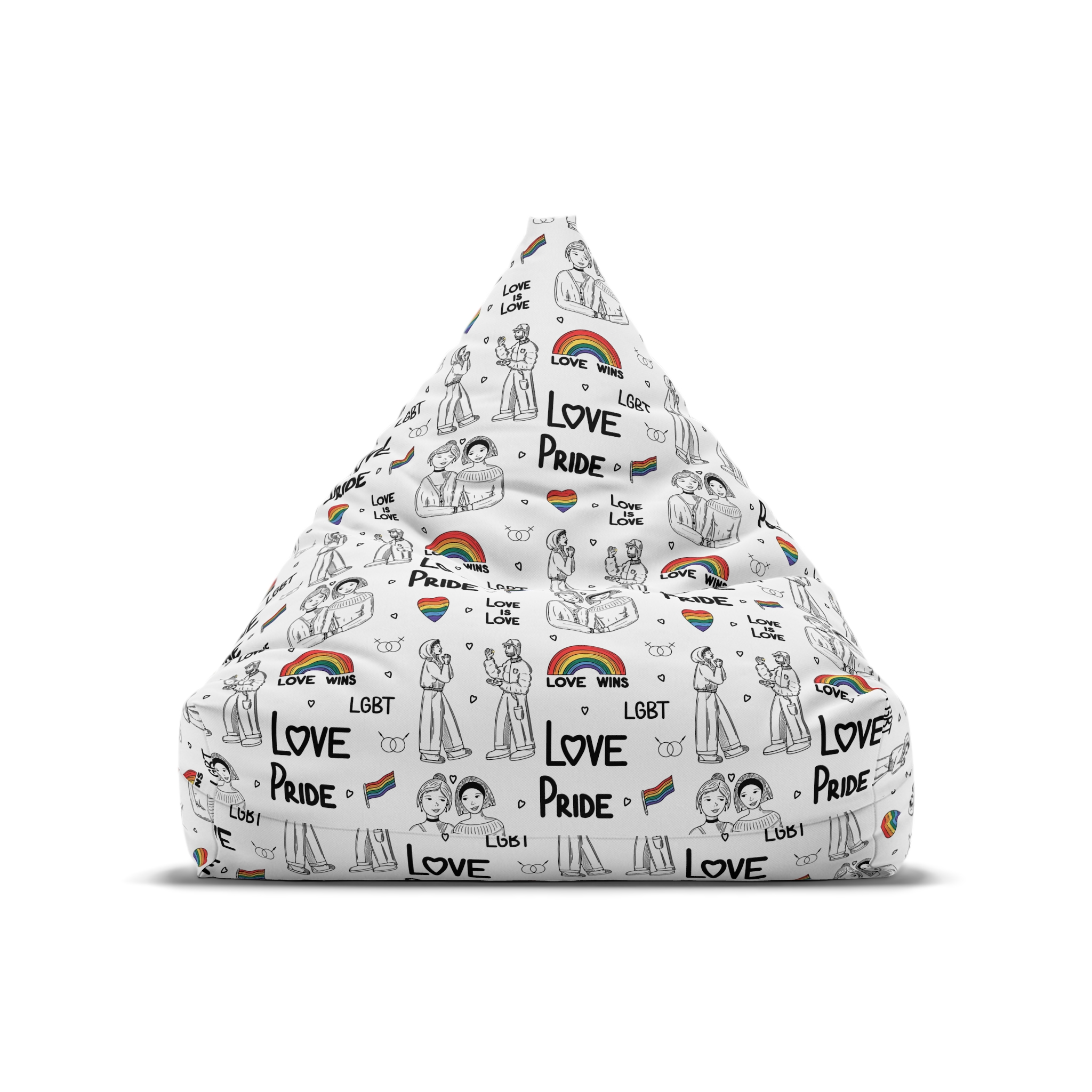 Engraving Hand Drawn Set Lgbt Elements Pride Collection Bean Bag Chair Cover - Image 5