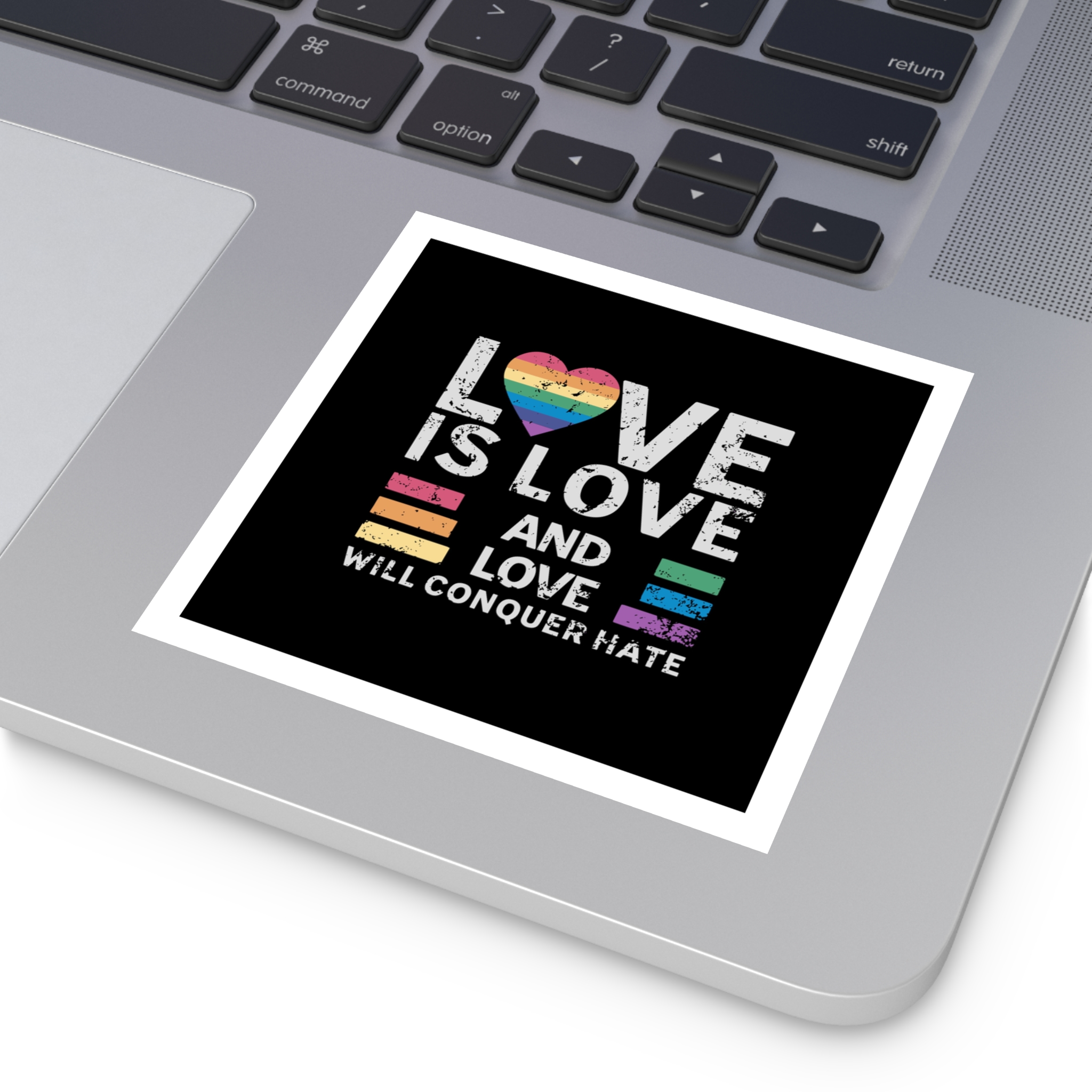 Love Is Love and Love Will Conquer Hate Laminate Stickers Square - Image 27