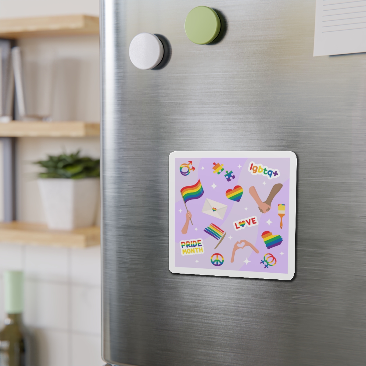 Cute Rainbow Colors Lgbtq Symbols Pride Flag Hands Holding Peace Love Die Cut Magnets - Image 9