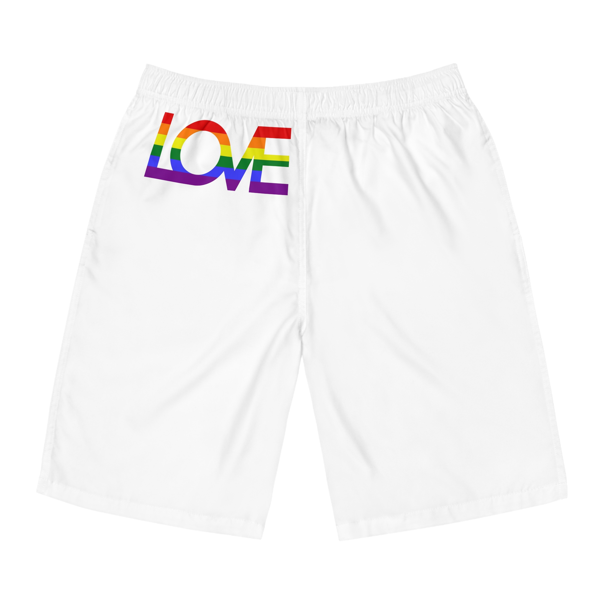 Inscription Love With Colors Lgbt Flag Vector Illustration Mens Board Shorts Aop
