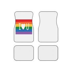 Vibrant Rainbow Flag With I Love You Heart Message Car Mats Set Of 4