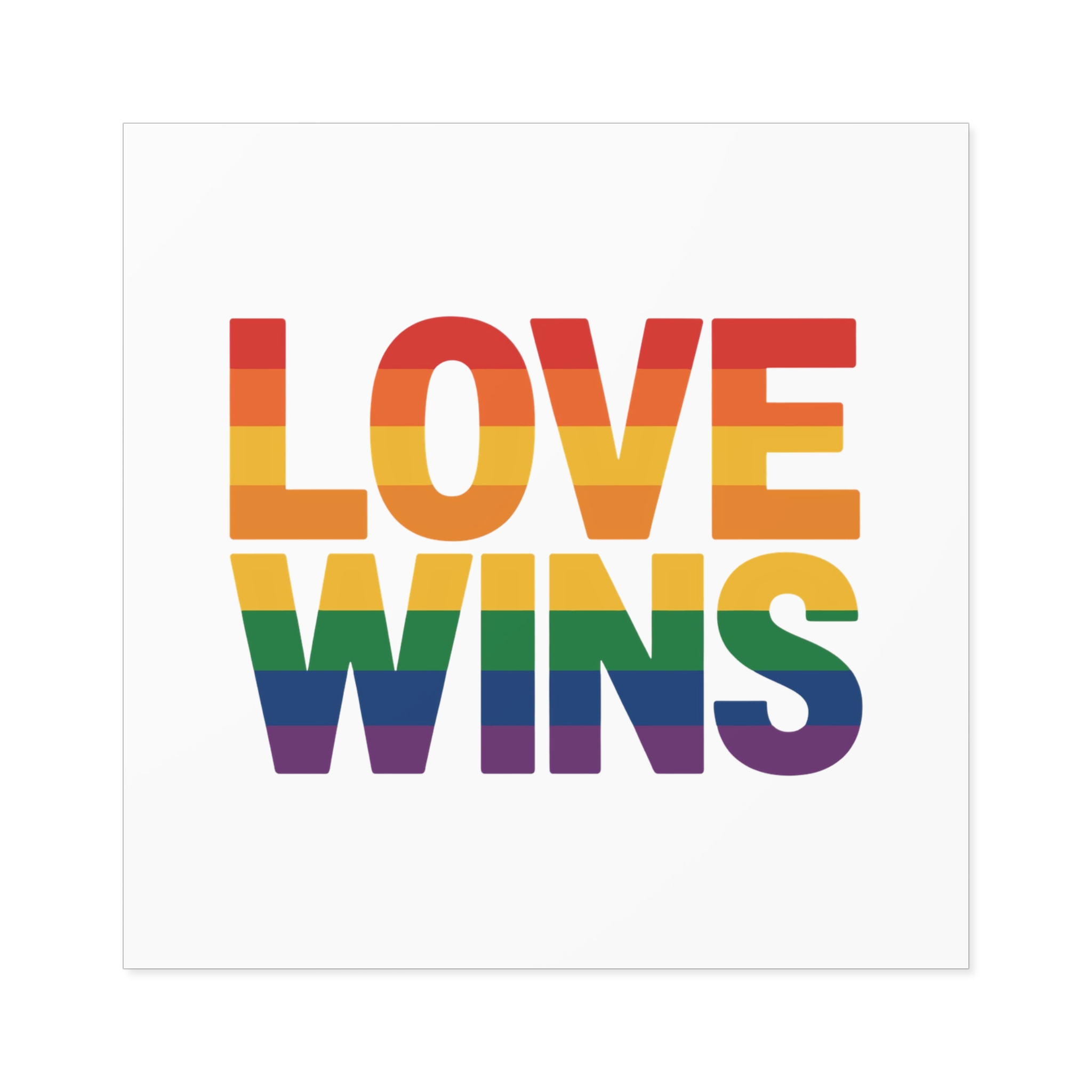 Love Wins Rainbow Pride Message Laminate Stickers Square - Image 33