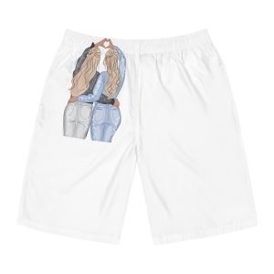 Two Girls Friends Sister Friends With Long Hair Hugging Friendship Day Print Valentine Vector(1) Mens Board Shorts Aop