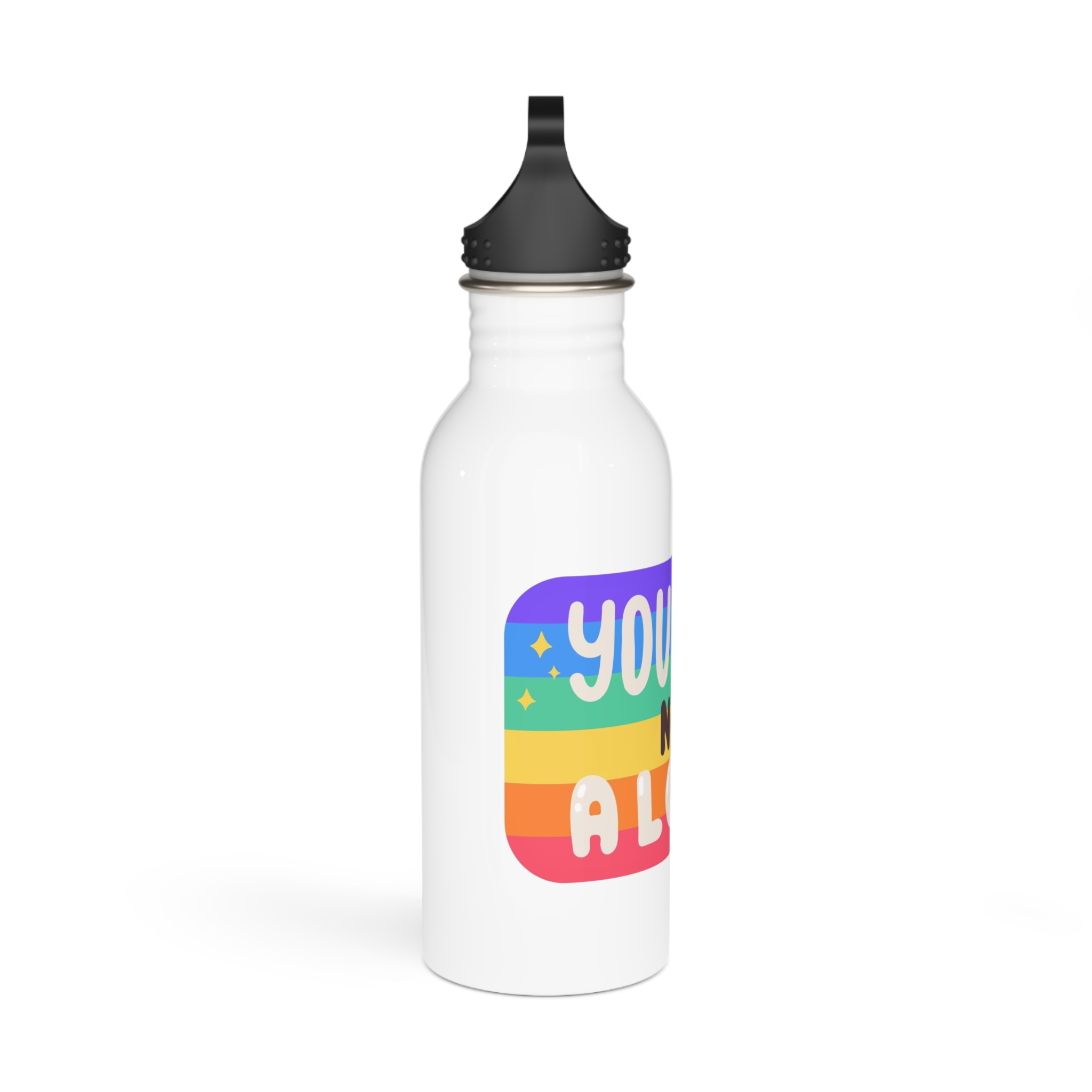 Lgbt Sticker Pack White Background Lgbtq Set Symbol Lgbt Pride Community Rainbow Elements Vector Hand Draw Illustration Hand Drawn Lettering (2) Stainless Steel Water Bottle - Image 2
