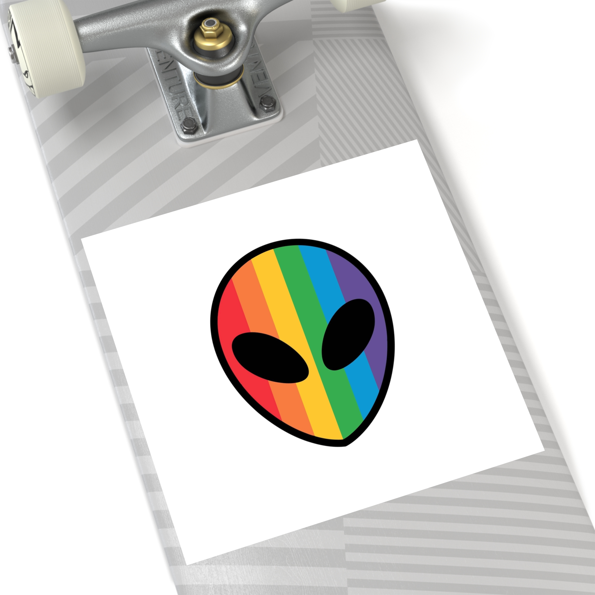 Rainbow Alien Head Lgbt Pride Illustration Laminate Stickers Square - Image 60