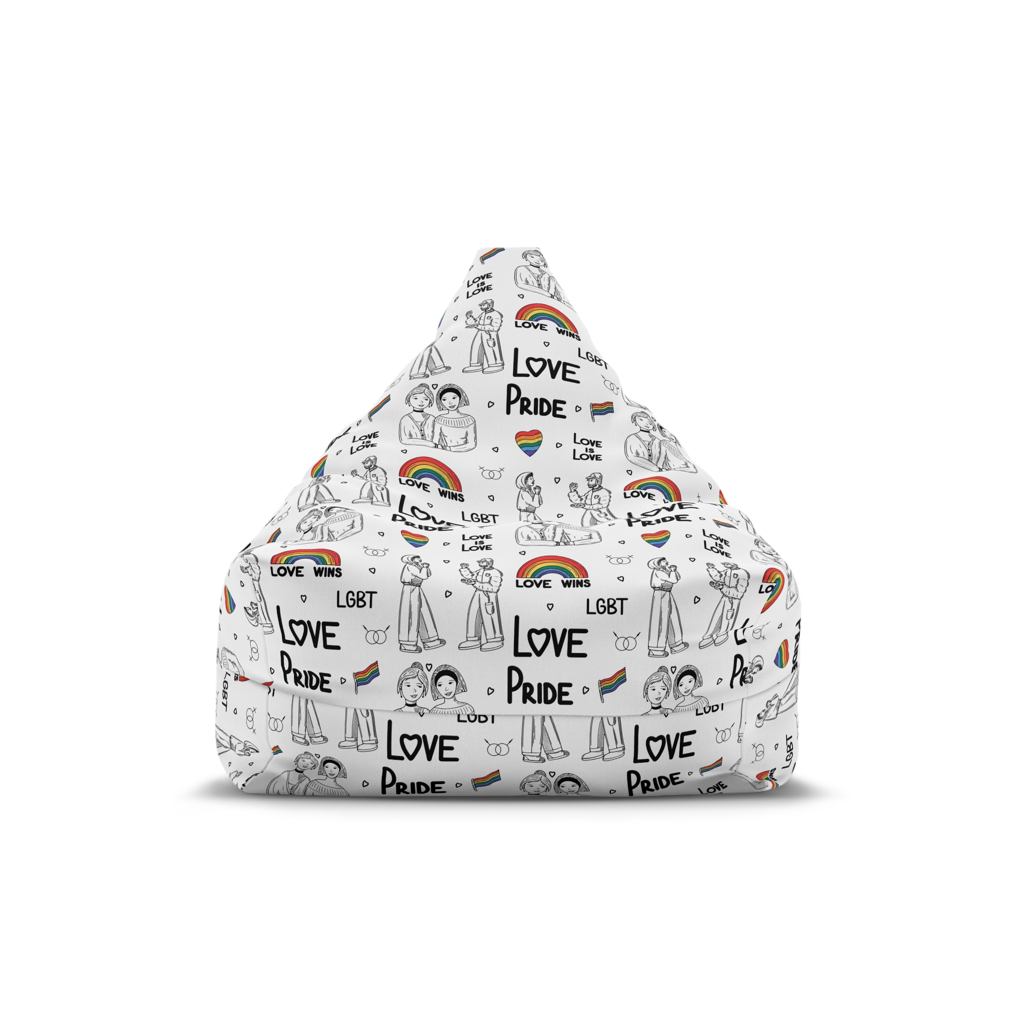 Engraving Hand Drawn Set Lgbt Elements Pride Collection Bean Bag Chair Cover