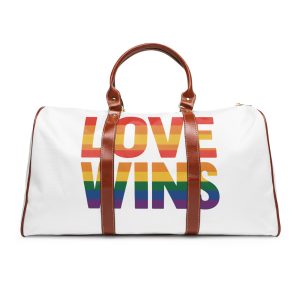 Love Wins Rainbow Pride Message1 Waterproof Travel Bag