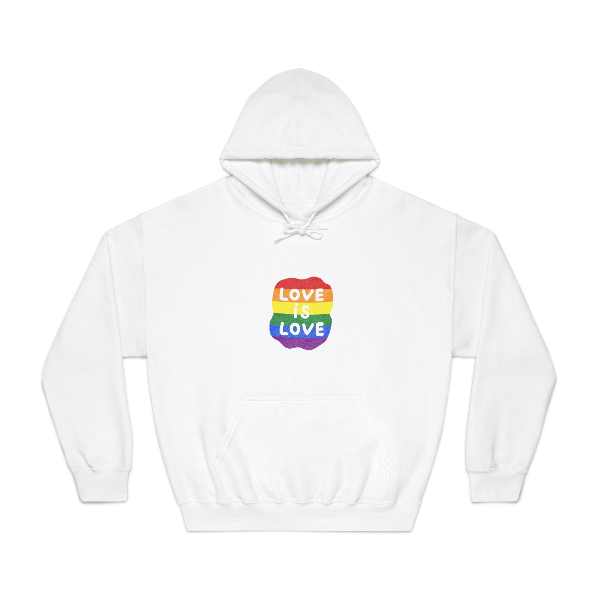 Love Is Love Lgbtq Pride Rainbow Poster Slogan Unisex Dryblend Hooded Sweatshirt