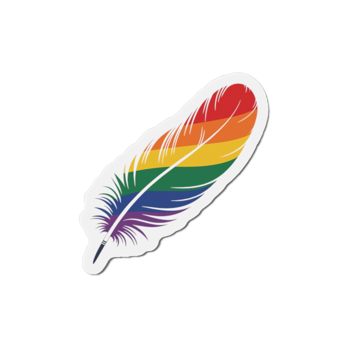 Single Feather Adorned With Vibrant Colors Rainbow Flag Die Cut Magnets