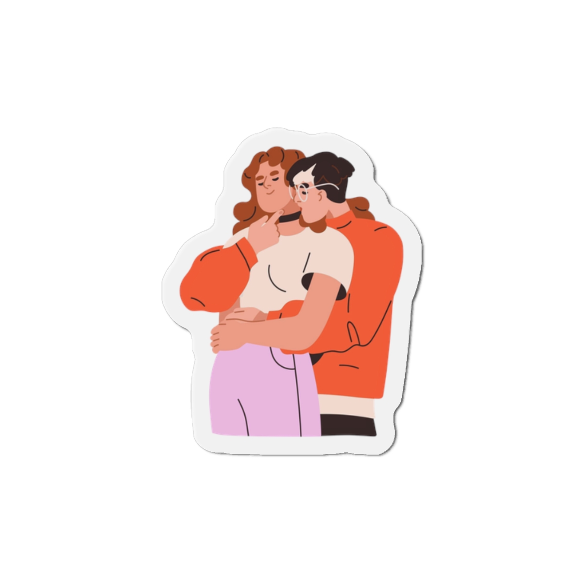 Lesbian Love Couple Girl Kissing Girlfriends Neck Female Lovers Passion Lgbt People Enamored Valentines Romantic Relationships Flat Graphic Vector Illustration Isolated White Background Die Cut...