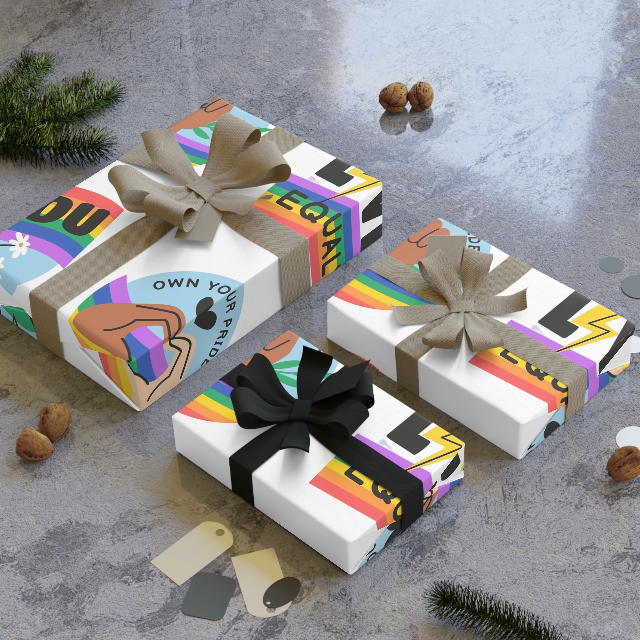 Flat Stickers Collection Lgbtqi Pride Month Celebration(1) Gift Wrapping Paper Rolls 1pc - Image 4