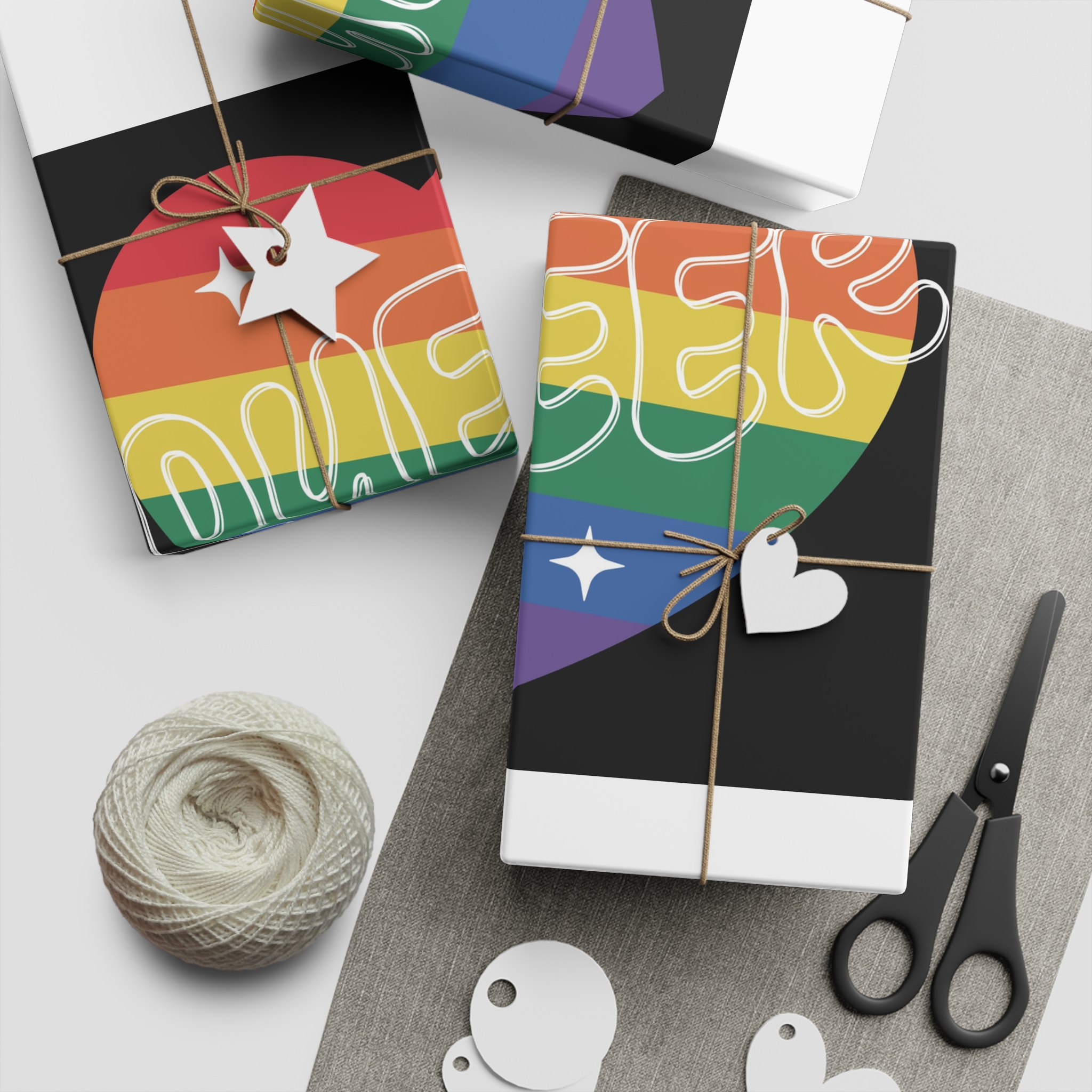 Queer Pride Heart Gift Wrapping Paper Sheets 1pc - Image 2