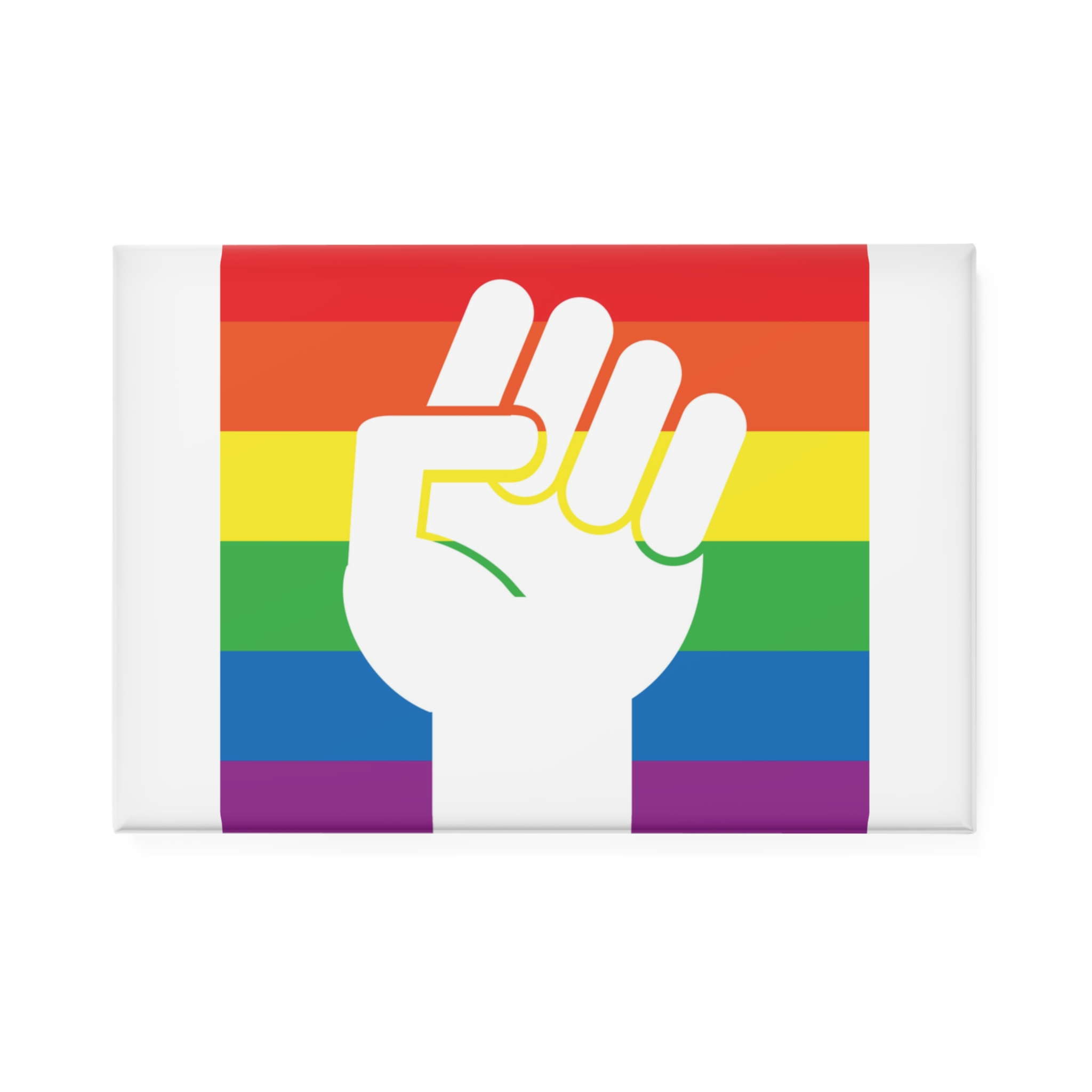 Lgbt Hand Flat Button Magnet Rectangle 1 And 10 Pcs