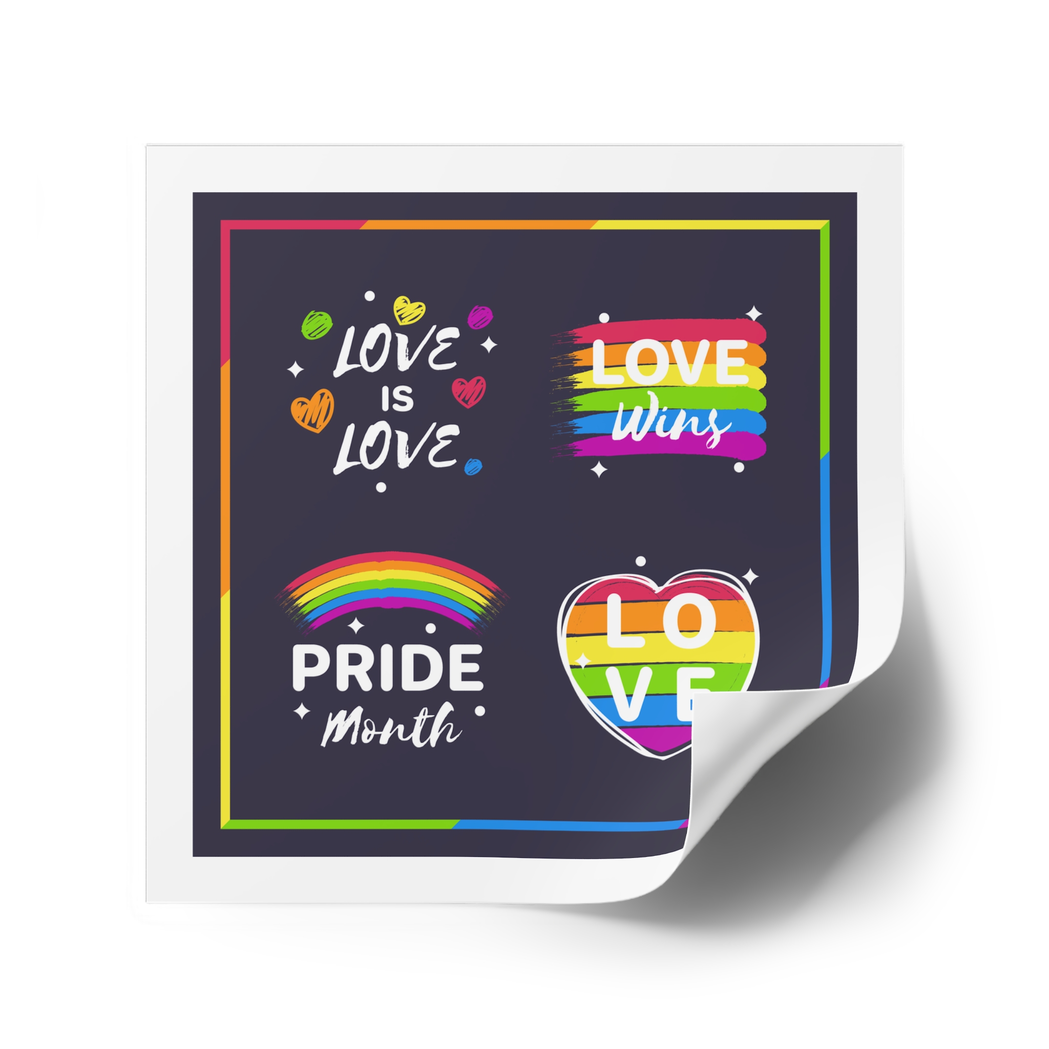 Pride Day Badges Set Laminate Stickers Square - Image 34