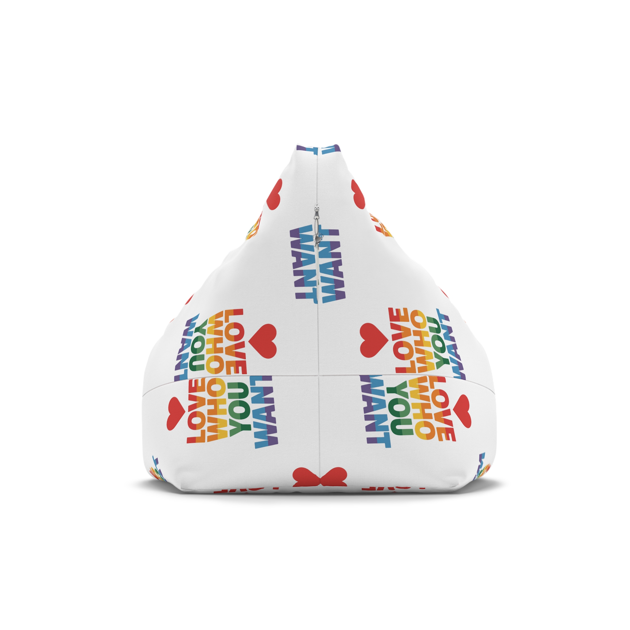 Rainbowcolored Text With Heart Symbol Saying Love Who You Want Bean Bag Chair Cover - Image 2
