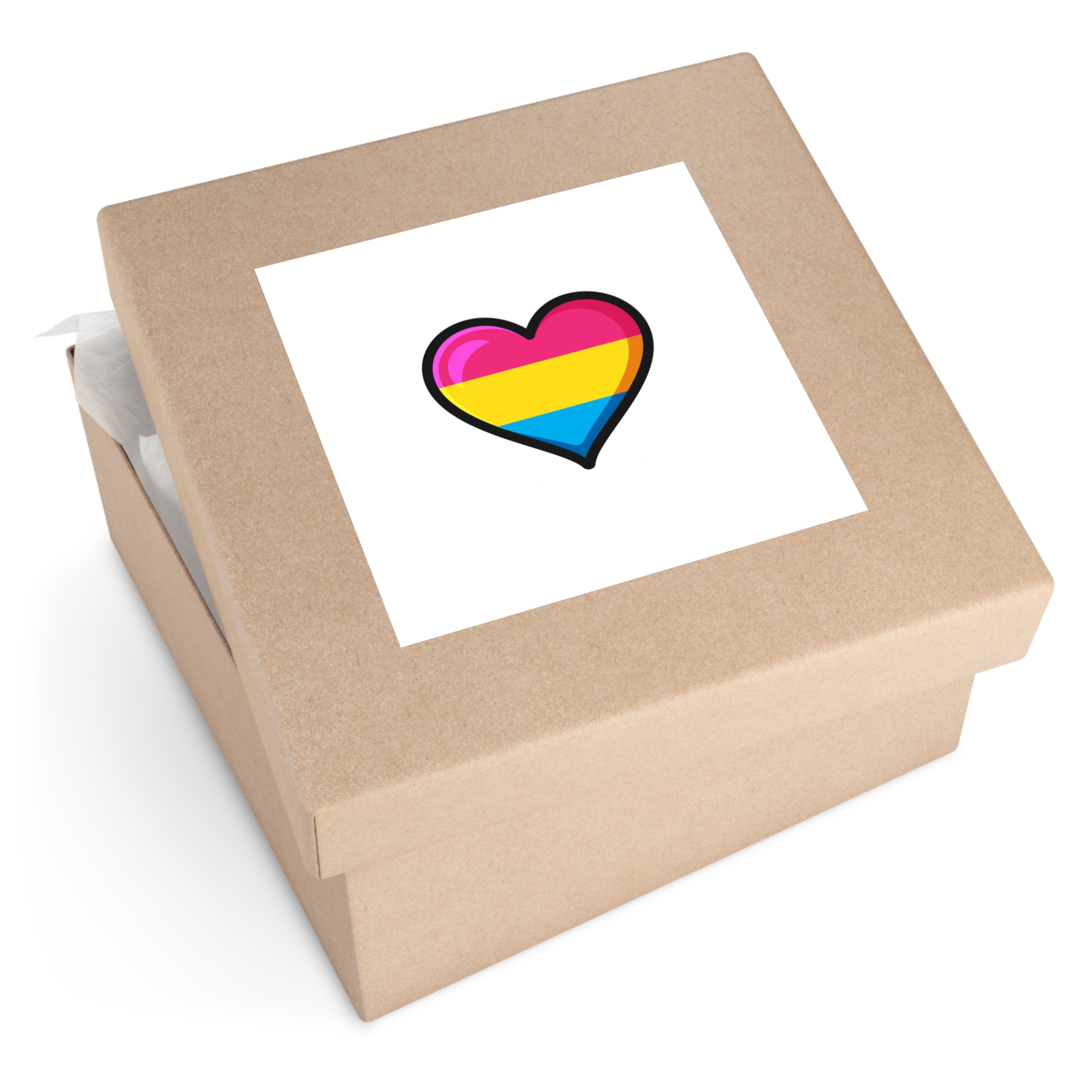Pansexual Pride Flag Heart Shape Vector Illustration Laminate Stickers Square - Image 59
