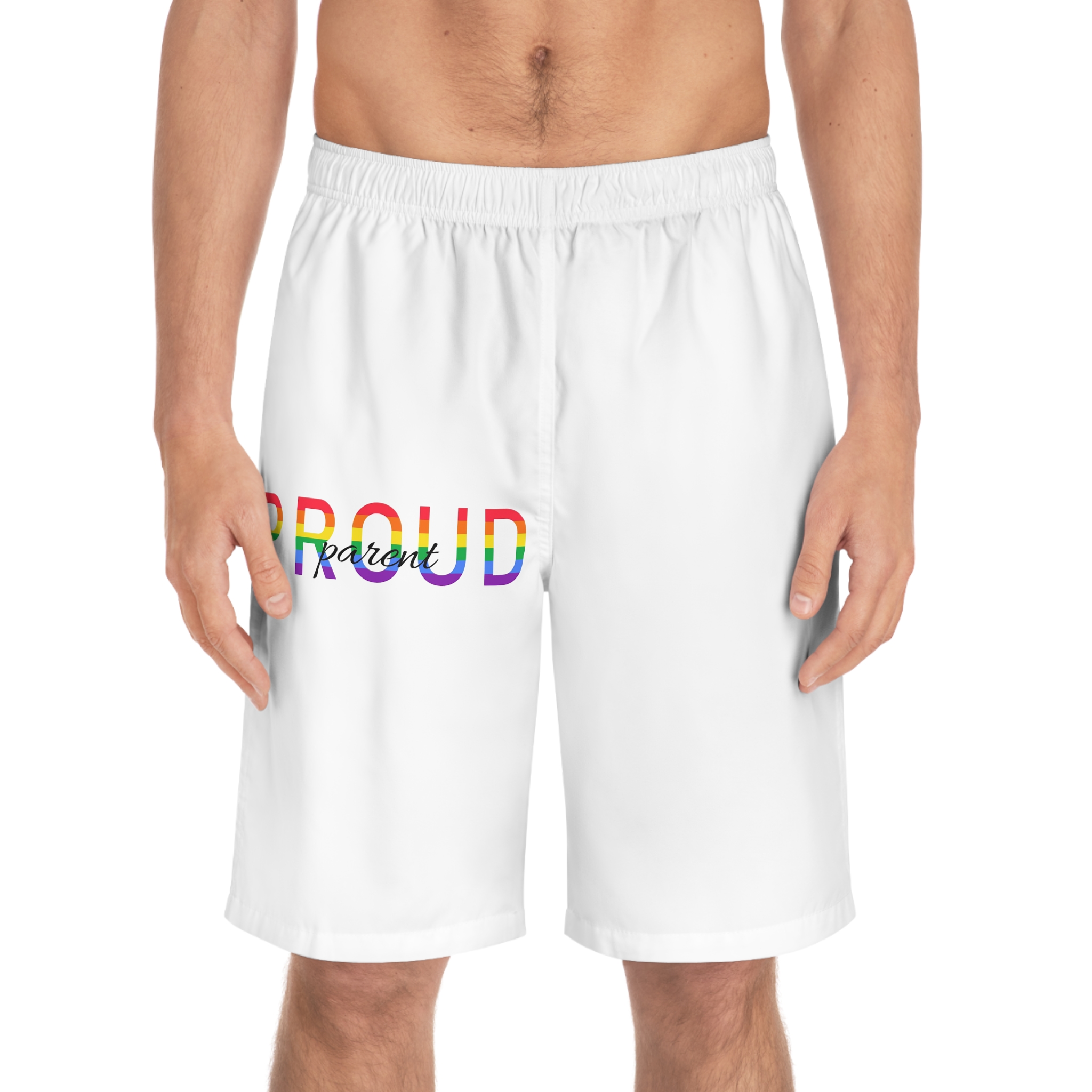 Proud Parent Letering Rainbow Colors Lgbt Flag Lgbt Parents Community Support Mens Board Shorts Aop - Image 3