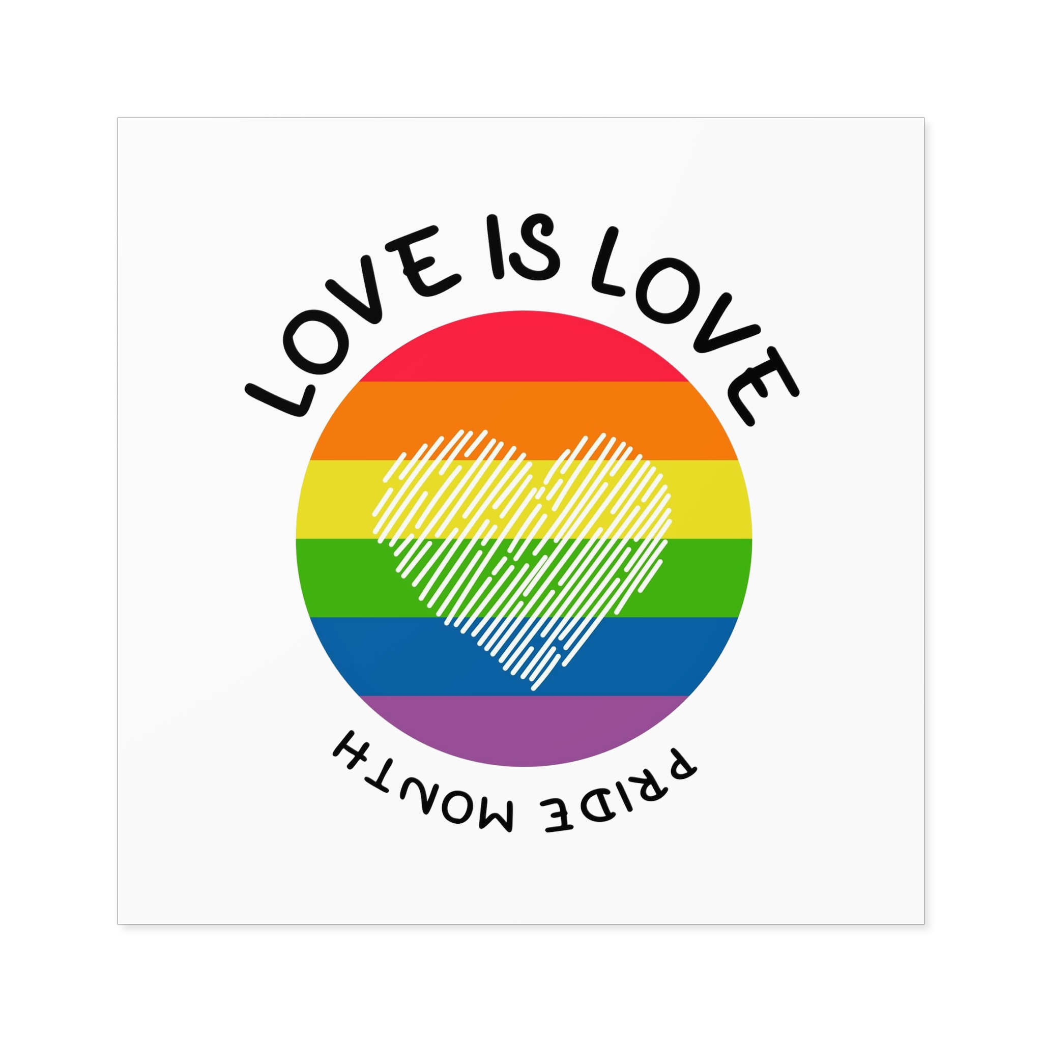 Lgbt Pride Month Love Is Love Lgbtq Symbol With Lgbt Pride Round Rainbow Flag With Heart Gay Pride Laminate Stickers Square - Image 57
