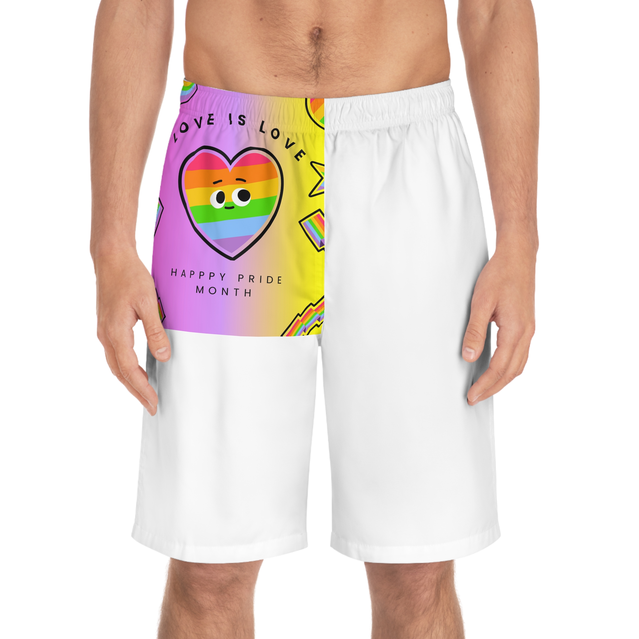 Free Vector Colorful Pride Month Mens Board Shorts Aop - Image 3