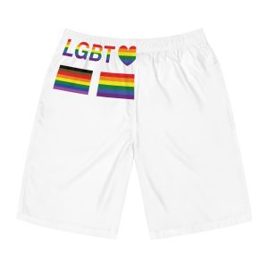 Lgbt Word Text Letter With Heart Rainbow Color Flag Isolated White Background Vector Illustrati Mens Board Shorts Aop