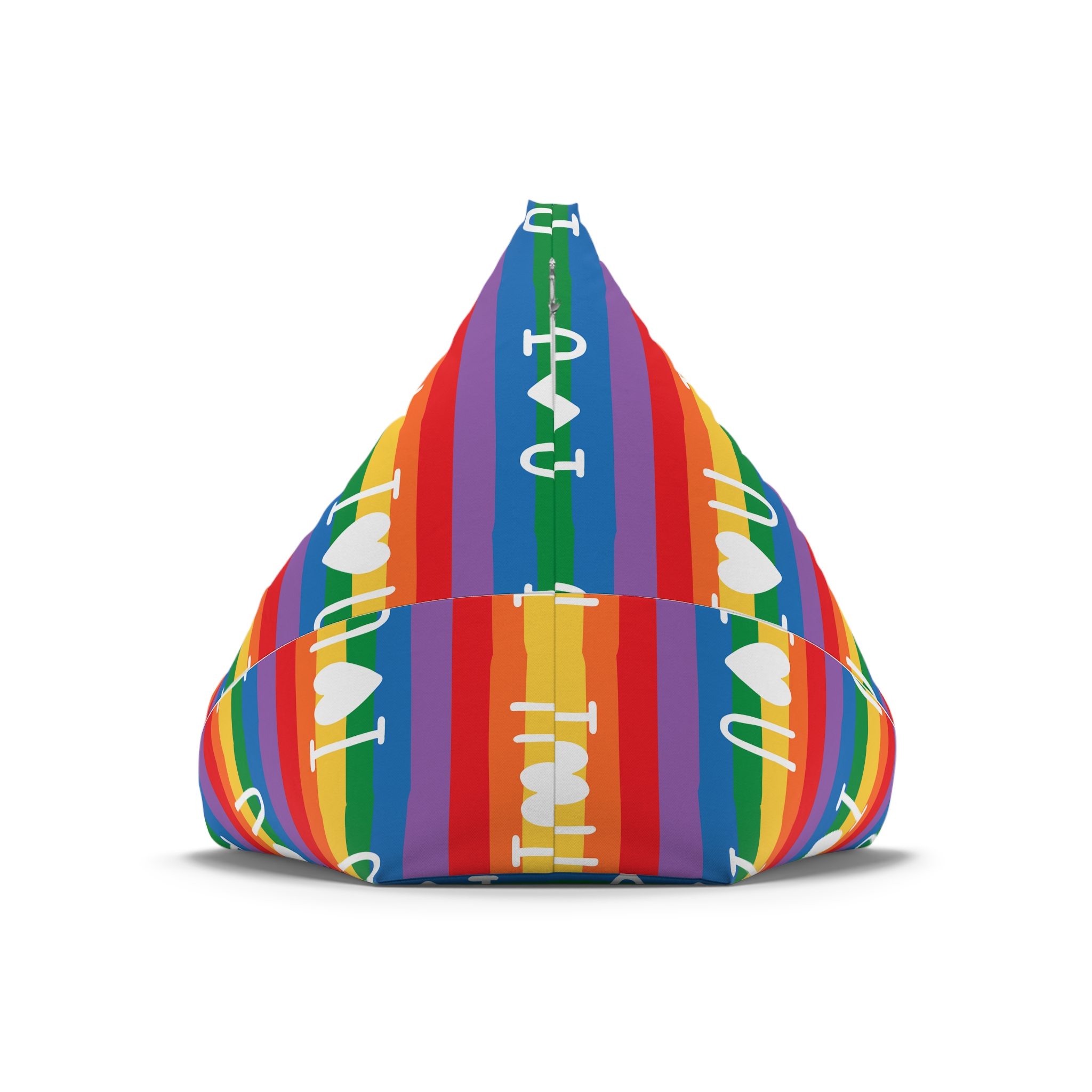 Vibrant Rainbow Flag With I Love You Heart Message Bean Bag Chair Cover - Image 6