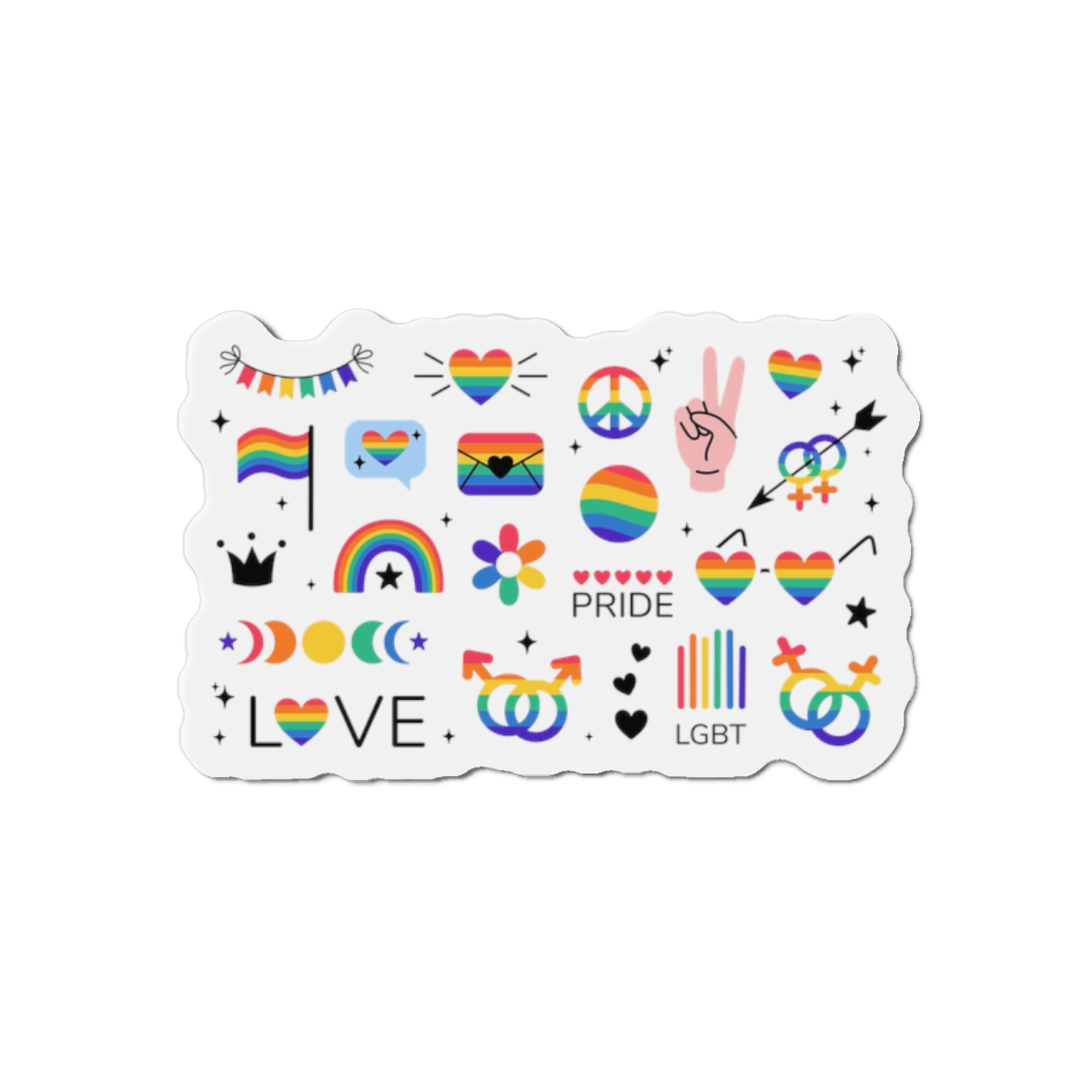 Lgbt Stickers Pack Doodle Style Lgbtq Set Lgbt Pride Community Symbols Rainbow Colored Element Die Cut Magnets