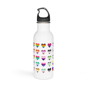 Set Colorful Lgbtq Pride Flag Heart Shape Gender Equality Sexual Identity Pride Flags Collection Lgbtqia Community Pride Month Stainless Steel Water Bottle