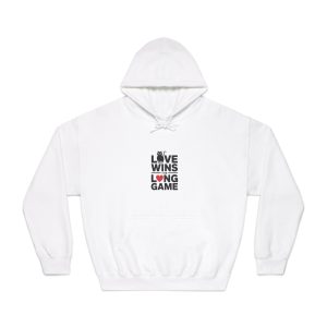 Love Wins Long Game With Black Cat Heart Illustration Unisex Dryblend Hooded Sweatshirt