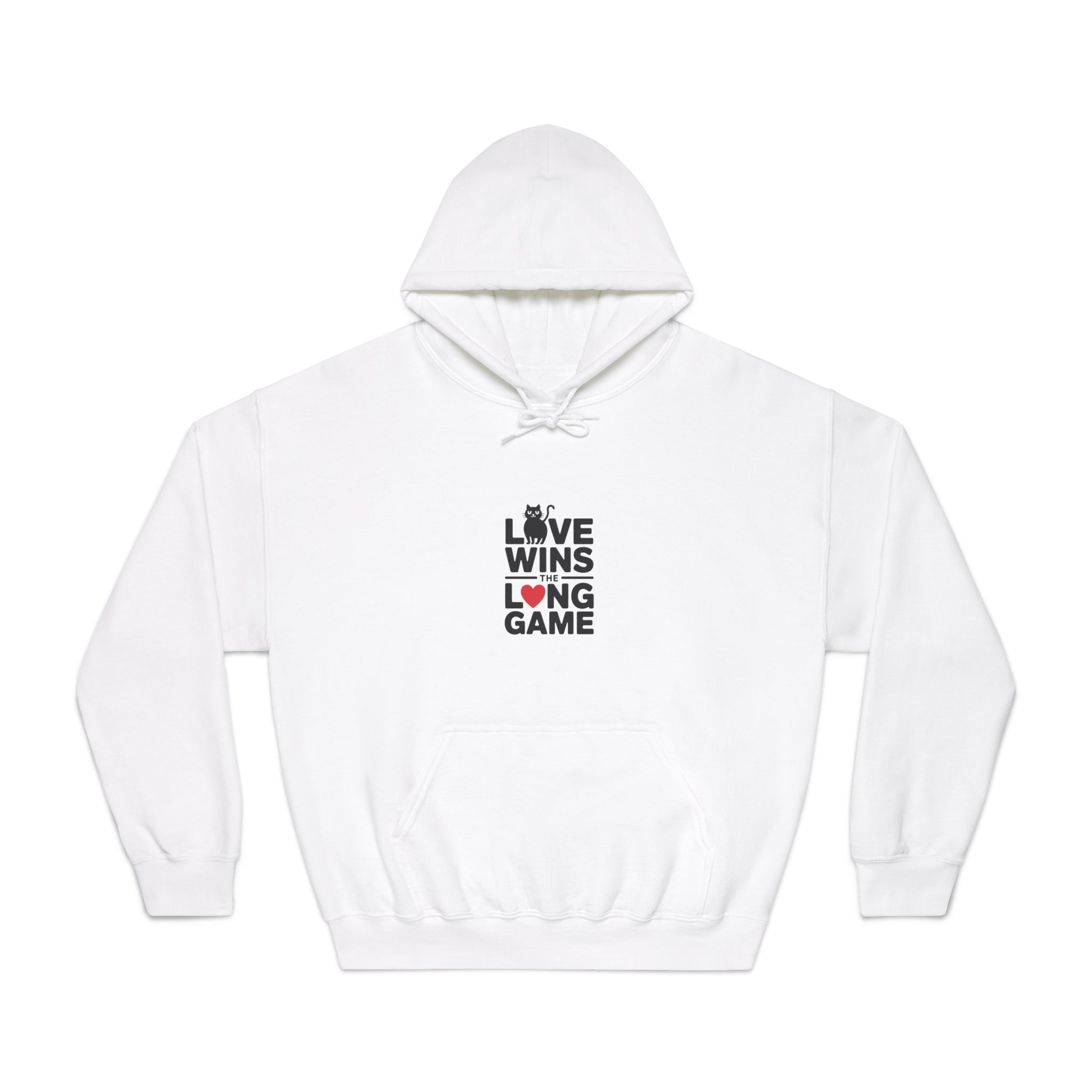 Love Wins Long Game With Black Cat Heart Illustration Unisex Dryblend Hooded Sweatshirt