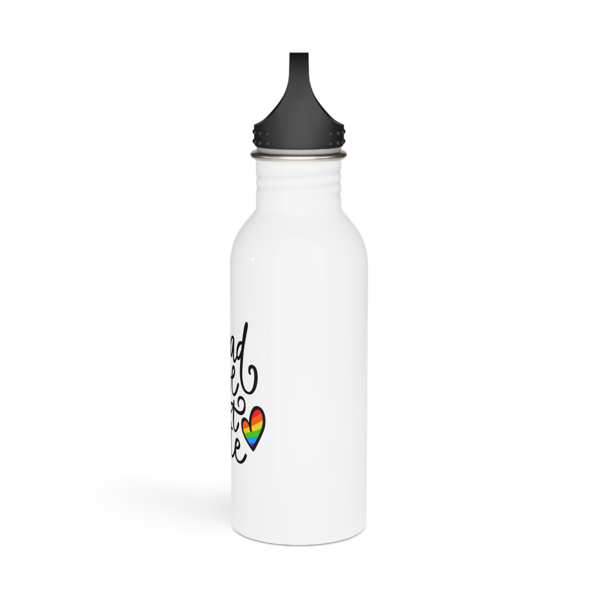Lgbt Pride Gay Quote Rainbow Flag Heart Lgbtq Vector Quote Isolated White Background Lesbian Bisexual Transgender Concept Spread Love Hate Stainless Steel Water Bottle - Image 4