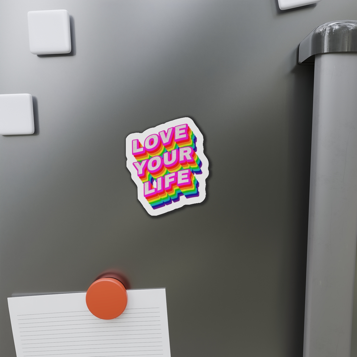 Rainbow Word Love Your Life Typography Design Element Die Cut Magnets - Image 8