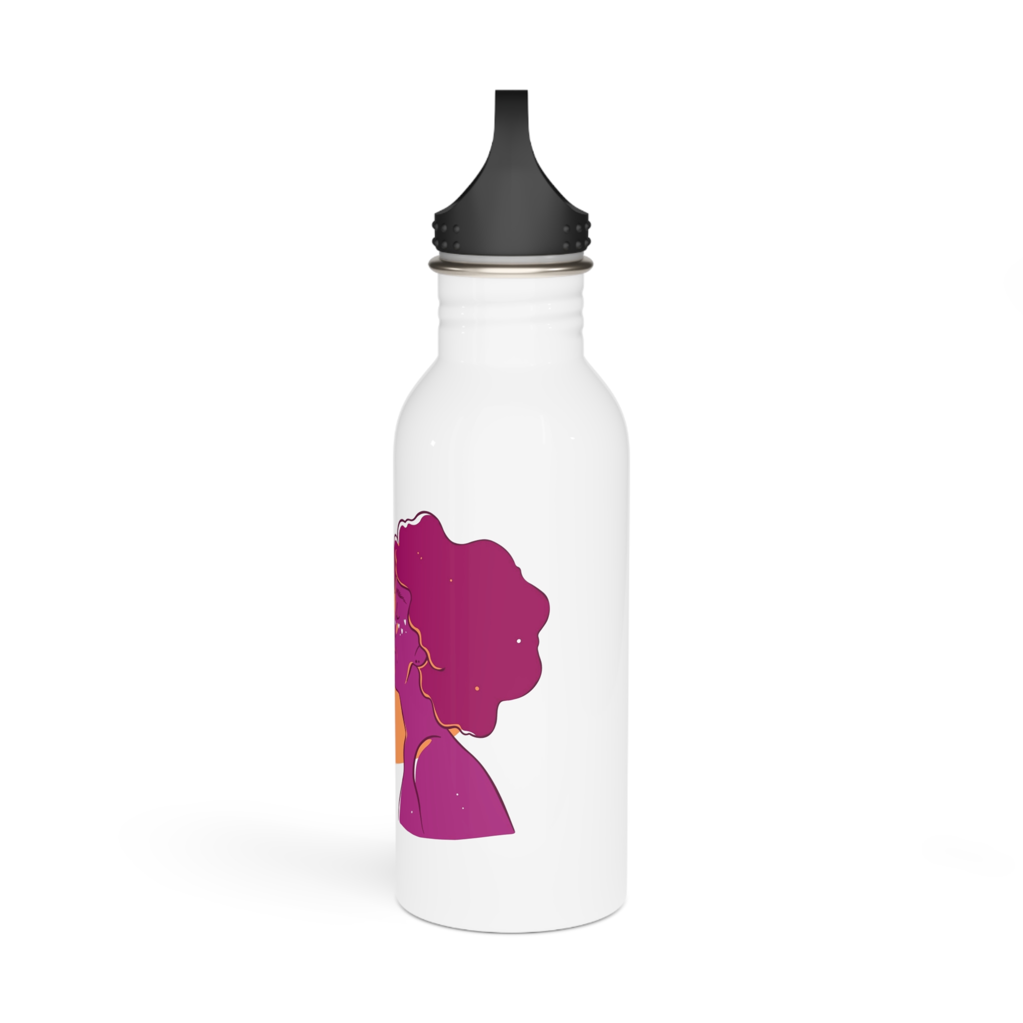 Hand Drawn Affectionate Lesbian Kiss (3) Stainless Steel Water Bottle - Image 4