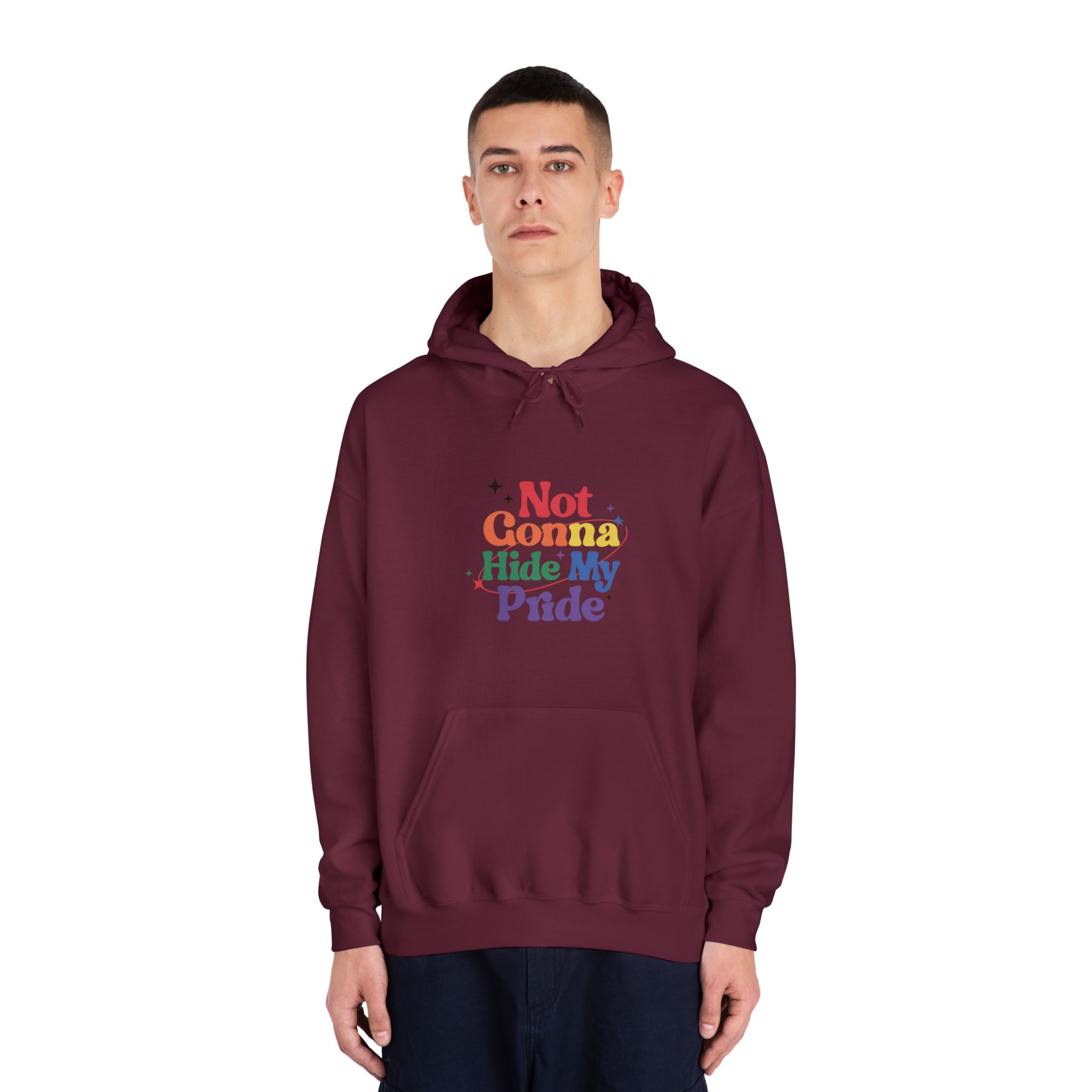 Poster That Says Gonna Hide My Pride Unisex Dryblend Hooded Sweatshirt - Image 19