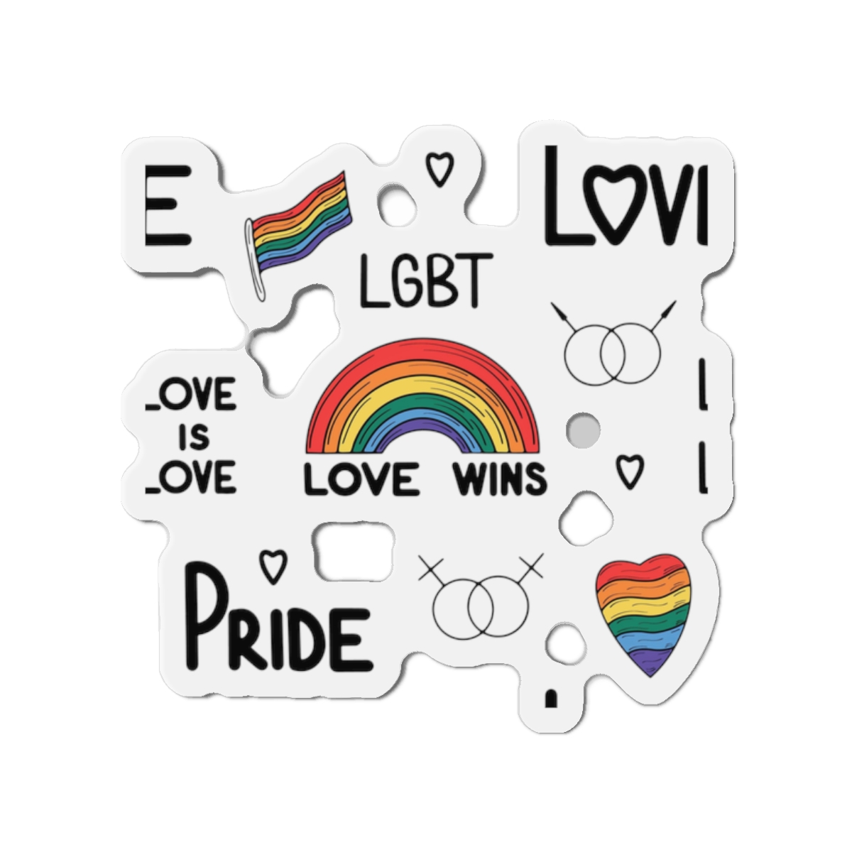 Lgbtq Pride Seamless Illustration Rainbow Hearts Love Symbols Die Cut Magnets
