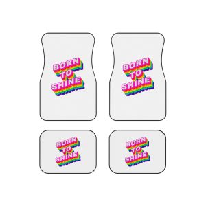 Rainbow Word Born Shine Typography Design Element Car Mats Set Of 4