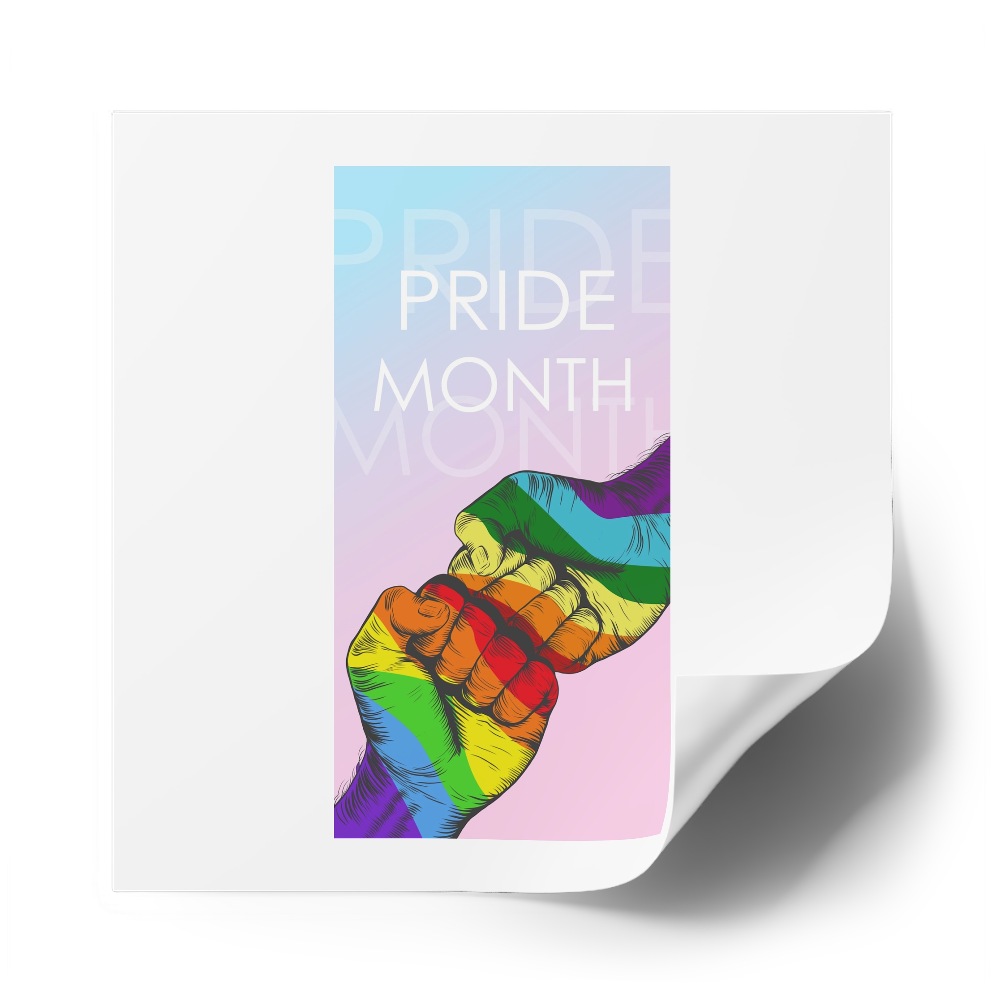 Rainbow Colored Hand Fist Fist Gesture Gay Pride Month Background Lgbt Concept Laminate Stickers Square - Image 50