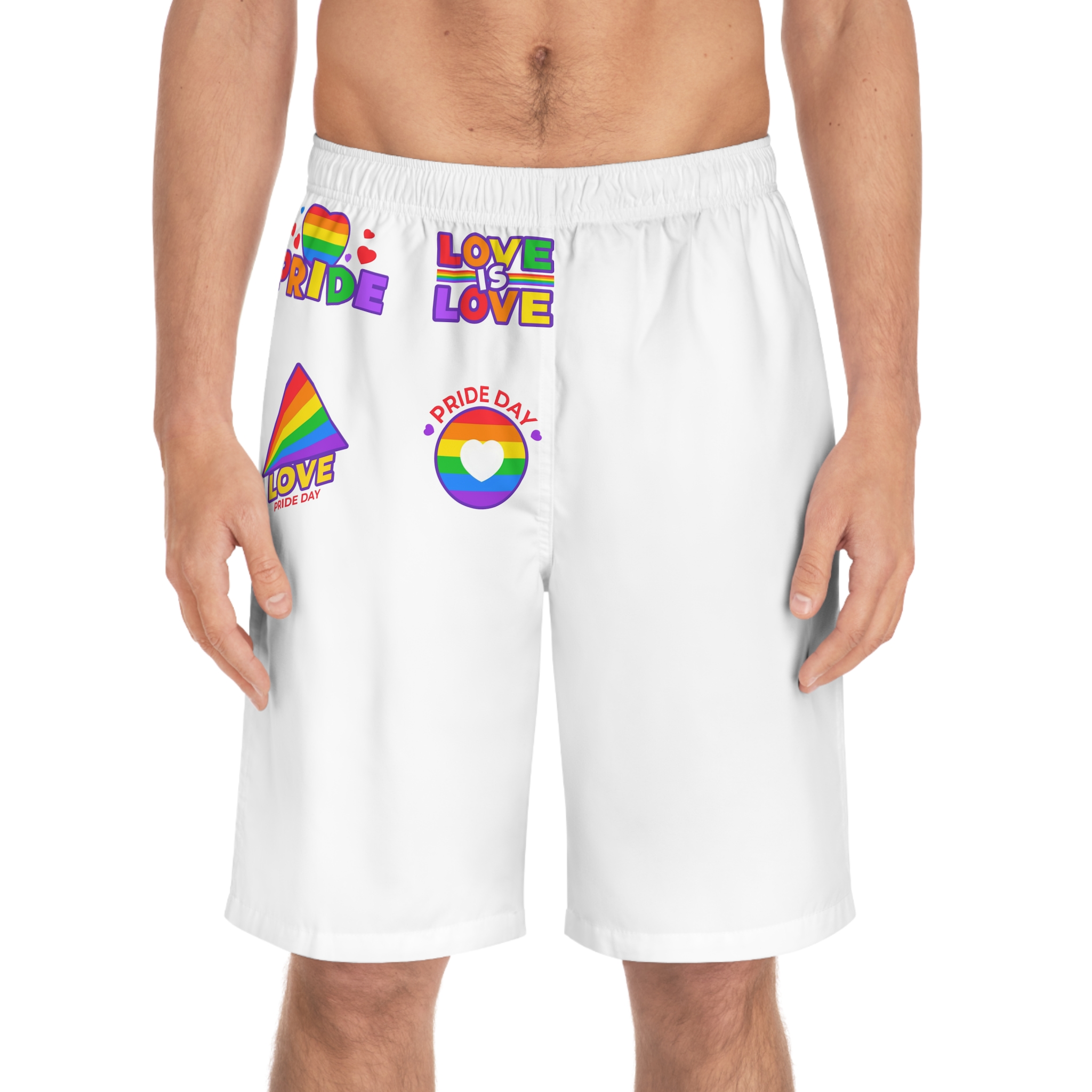Illustrations Pride Day Badges Mens Board Shorts Aop - Image 3