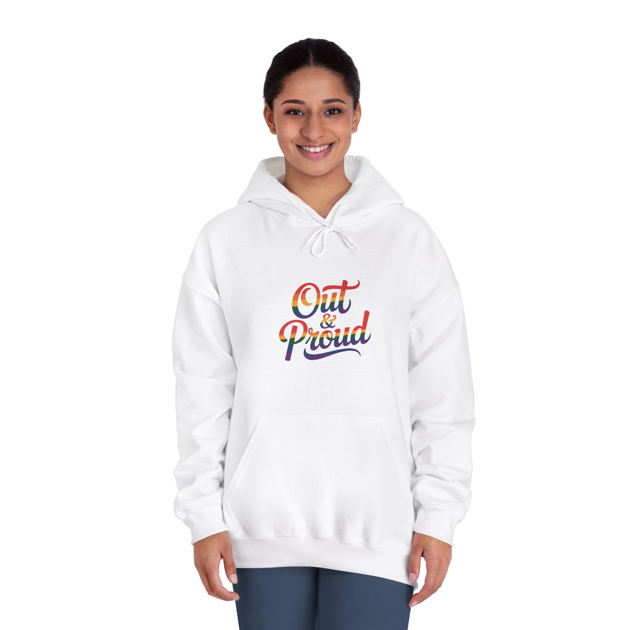 Out Proud T Shirt Design Isolated White Background Unisex Dryblend Hooded Sweatshirt - Image 4
