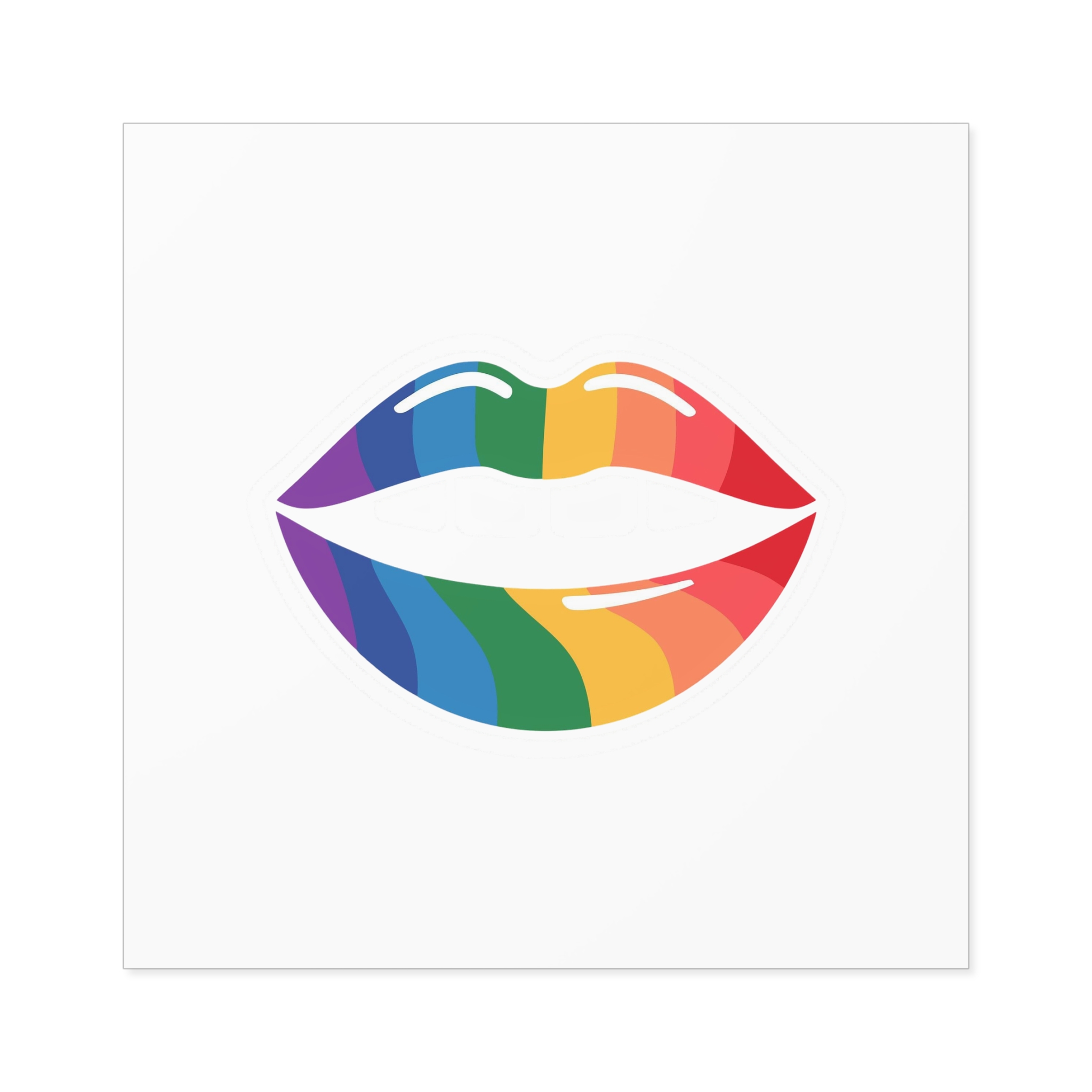 Rainbow Lips Illustration Laminate Stickers Square - Image 77