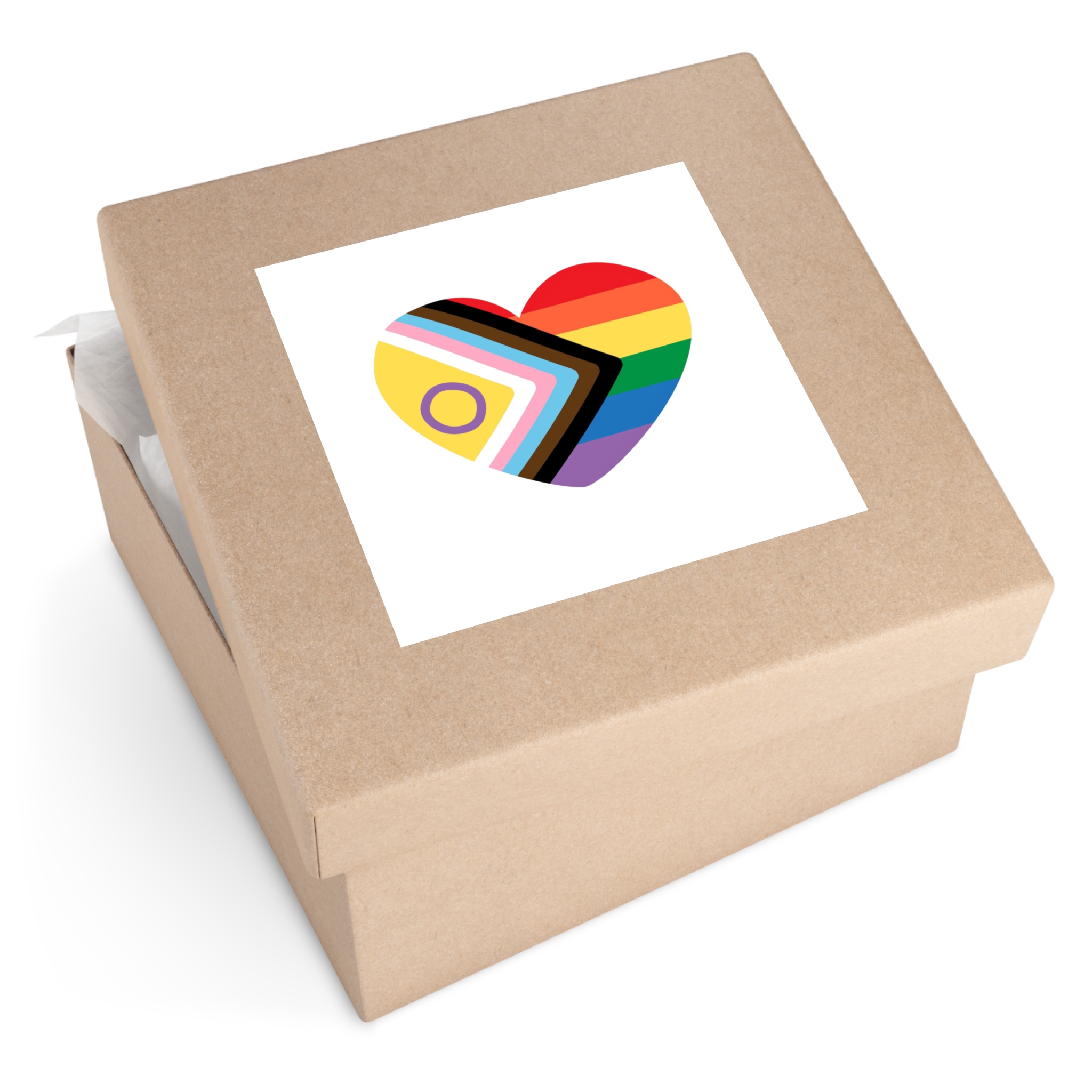 Inclusive Love Progress Pride Flag Heart Symbol Laminate Stickers Square - Image 63